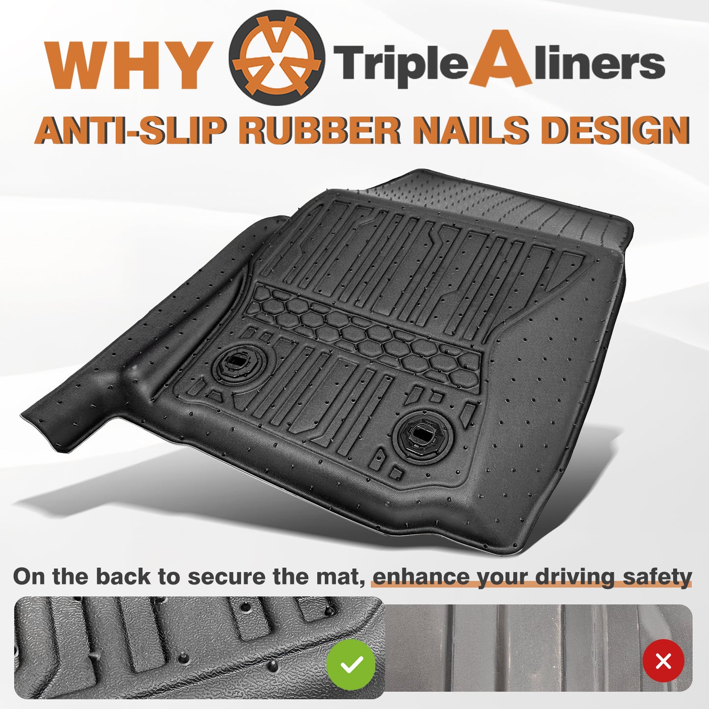 TripleAliners Floor Mats for 2024+ Toyota Tacoma Front and Rear 2-Row Set (For Automatic Transmission Only, Excludes Hybrid)