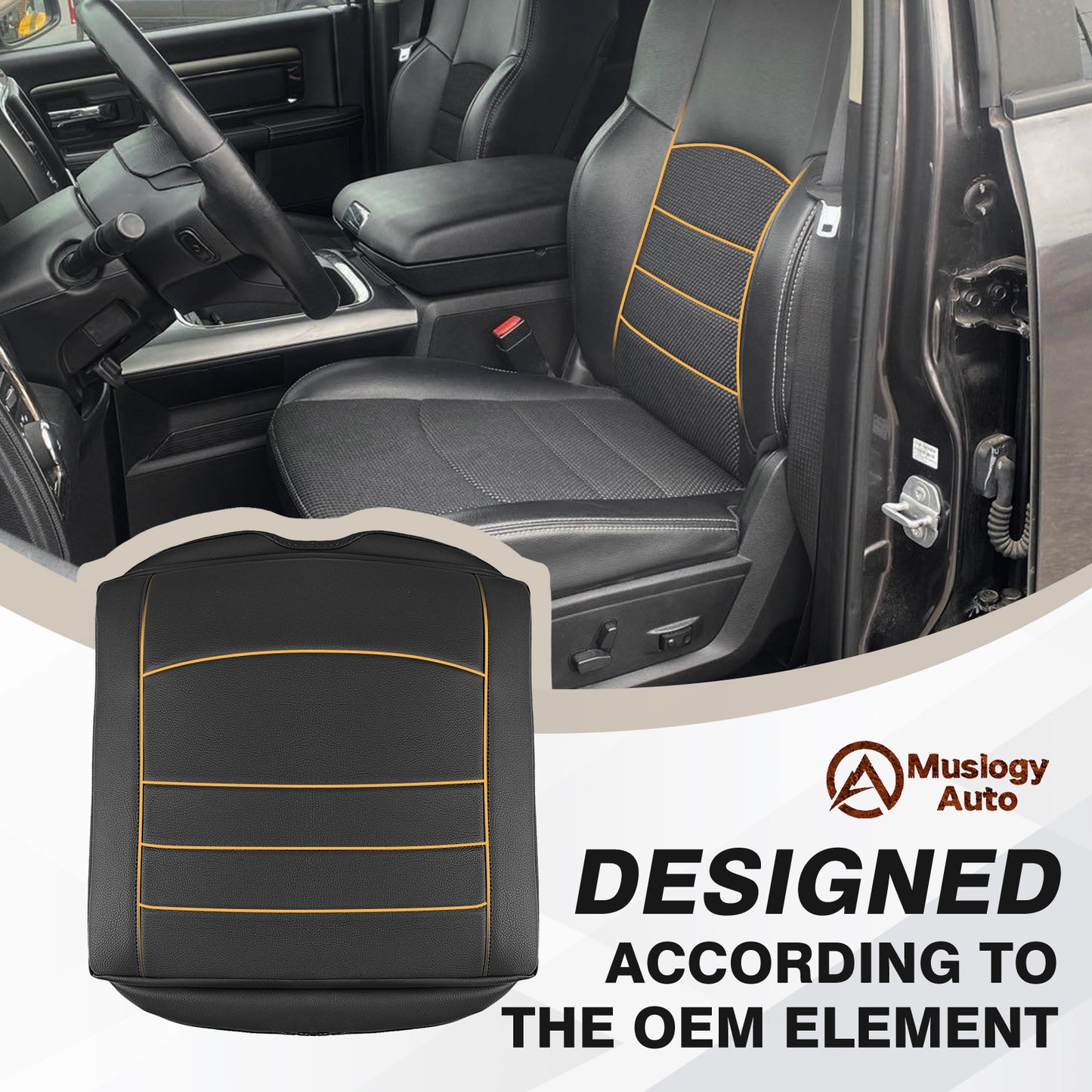 Center Console Armrest Cover Compatible with Dodge Ram1500/2500/3500 2013-2018 Comfort Armrest Pad Arm Rest Cushion Vegan Leather Protector 1-Inch Extra Thick(Bucket Seat ONLY)