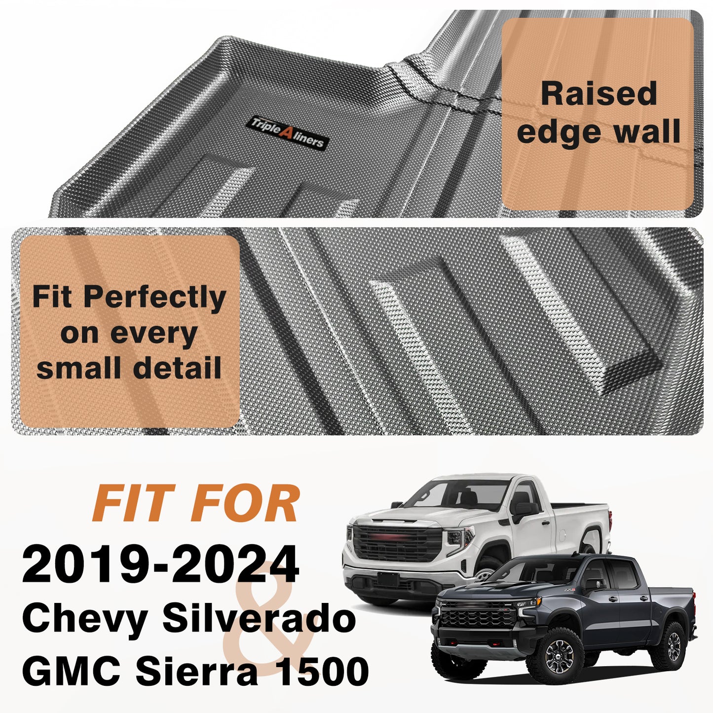 Trunk Bed Mat for Chevy Silverado/GMC Sierra 1500 2019-2025 5'8'' (69.9inch) Short Bed