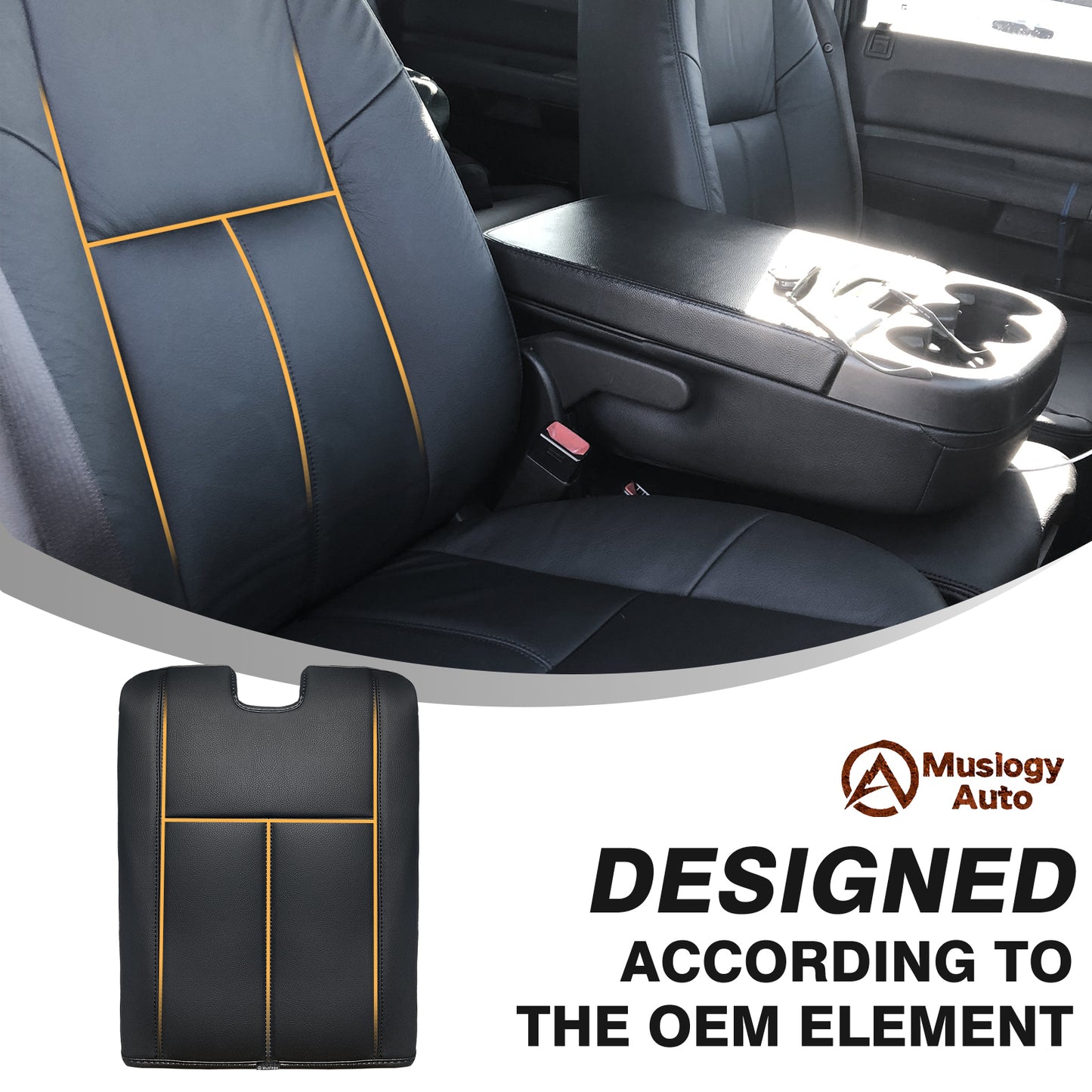Center Console Armrest Cover Compatible with Chevy Silverado/Tahoe & GMC Sierra/Yukon 2007-2013 Comfort Armrest Pad Arm Rest Cushion Vegan Leather Protector Regular Thick(Jump Seat ONLY)
