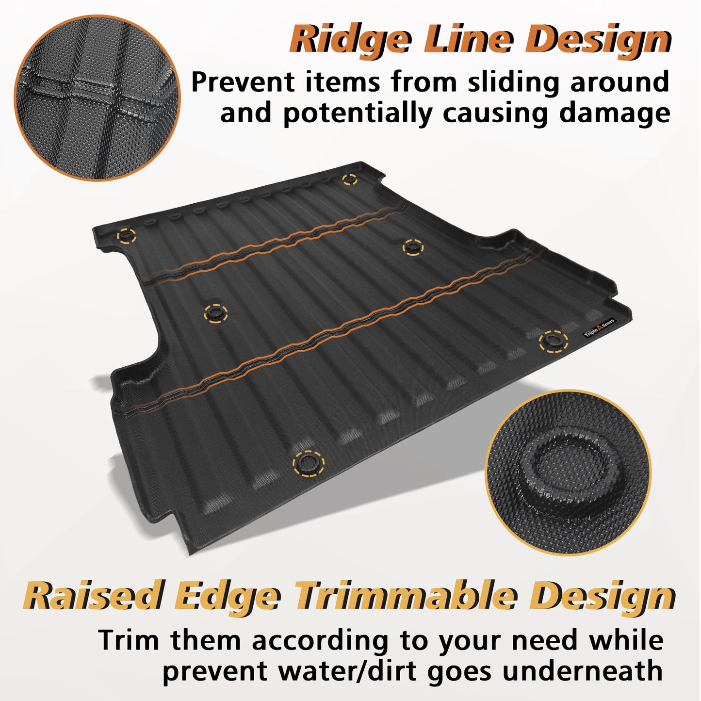Triplealiners 5.5FT Truck Bed Mat & Floor Mats Compatible with 2015-2024 Ford F150 & 2022-2024 Lightning SuperCrew Cab(Won't fit side with storage box))