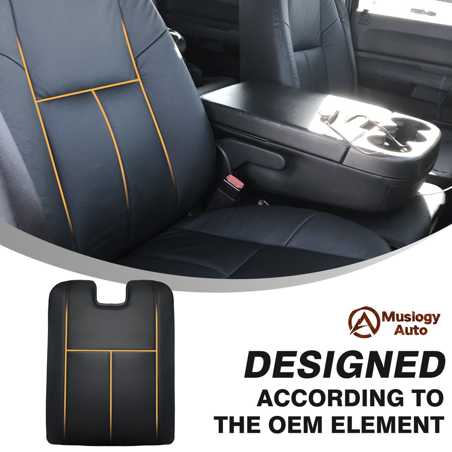 Center Console Armrest Cover Compatible with Chevy Silverado/Tahoe & GMC Sierra/Yukon 2007-2013 Comfort Armrest Pad Arm Rest Cushion Vegan Leather Protector Regular Thick(Jump Seat ONLY)
