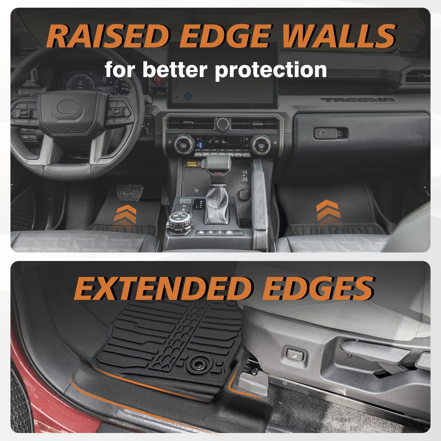 TripleAliners Floor Mats for 2024+ Toyota Tacoma Front and Rear 2-Row Set (For Automatic Transmission Only, Excludes Hybrid)