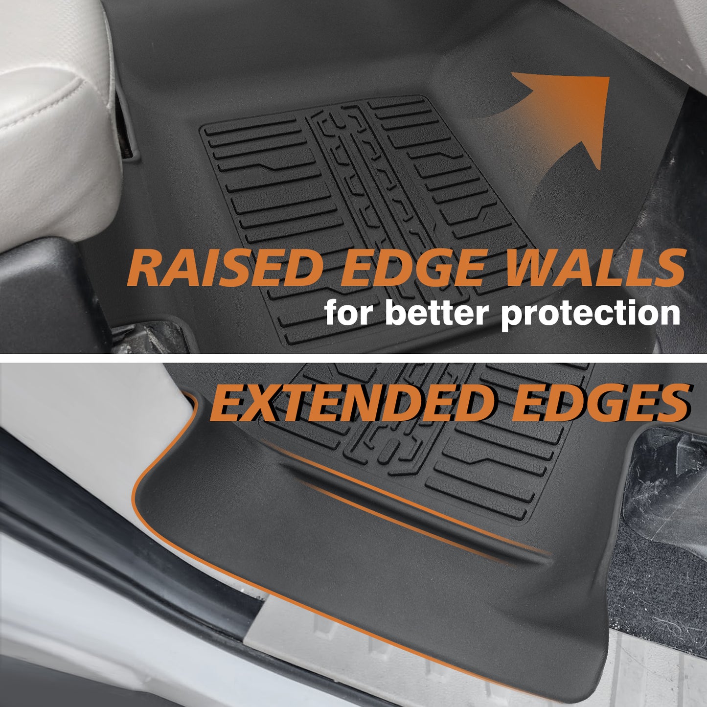 TripleAliners Floor Mats All Weather Liner Compatible with 2015-2025 Ford F150 Regular Cab Accessories 1st Row TPE Liner for Bench Seat with Vinyl Flooring 1pc