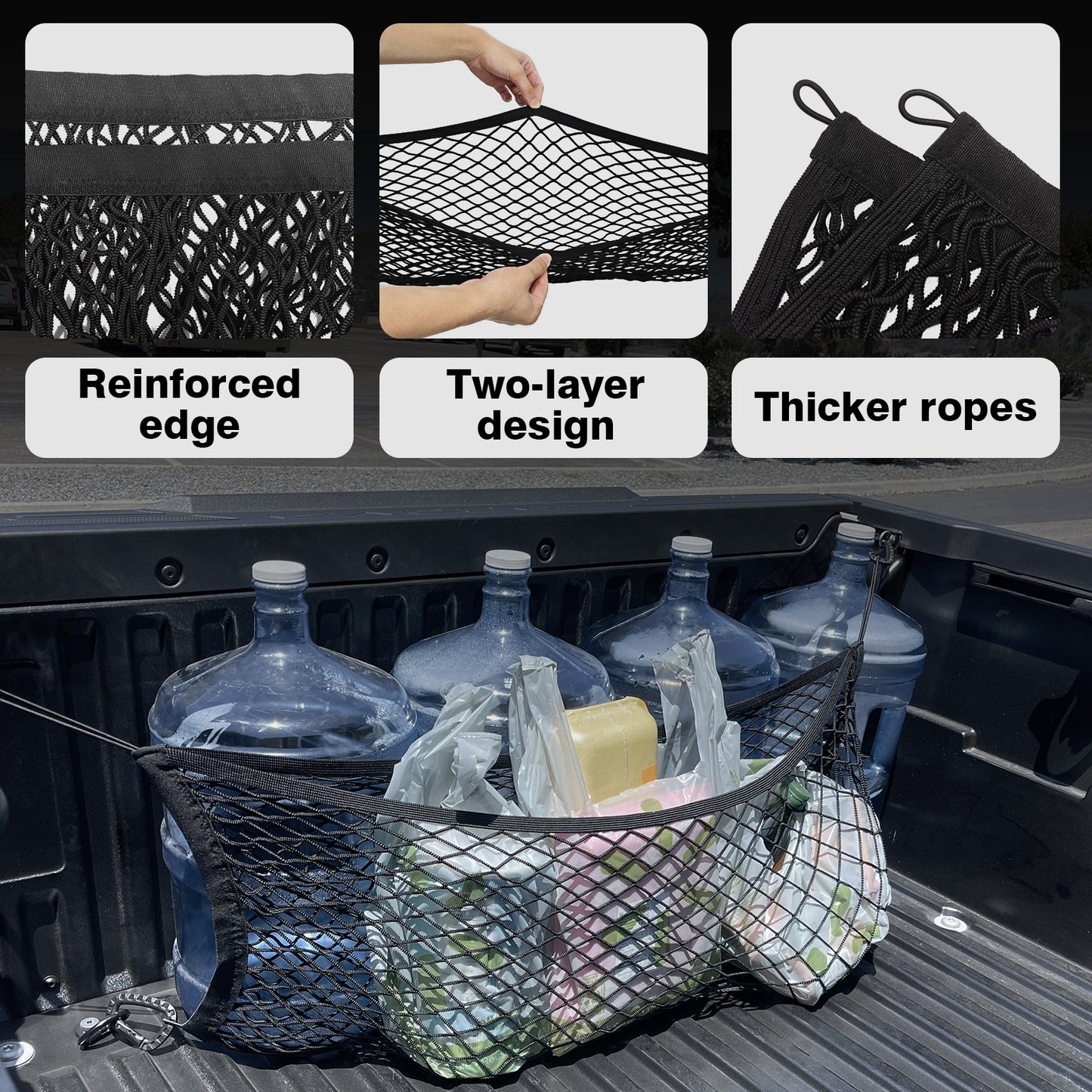 Truck Bed Cargo Net Envelope Style Compatible with 2024 Toyota Tacoma