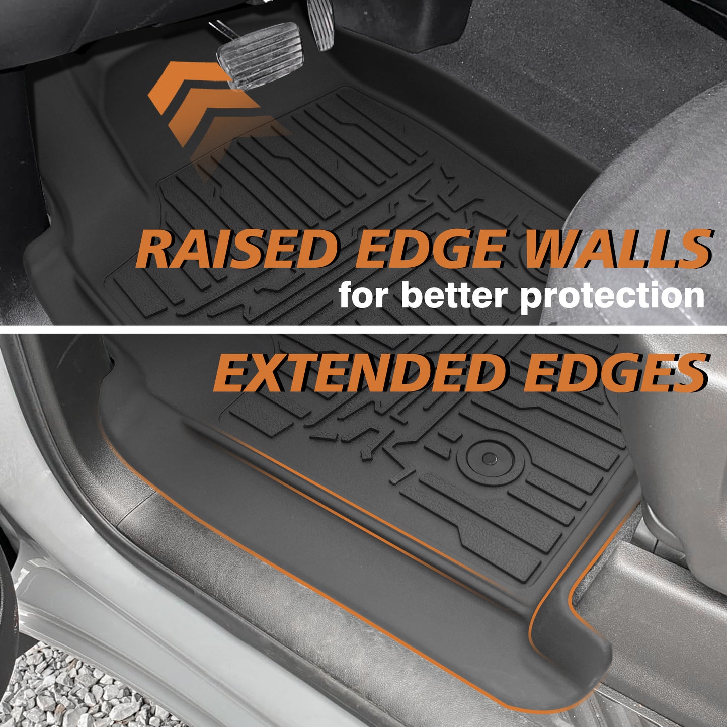 TripleAliners Floor Mats for 2019-2025 Chevy Silverado/GMC Sierra 1500 & 2020-2024 Silverado/Sierra 2500 HD/3500HD Crew Cab 1st & 2nd Row, Rear with Factory Carpeted Storage