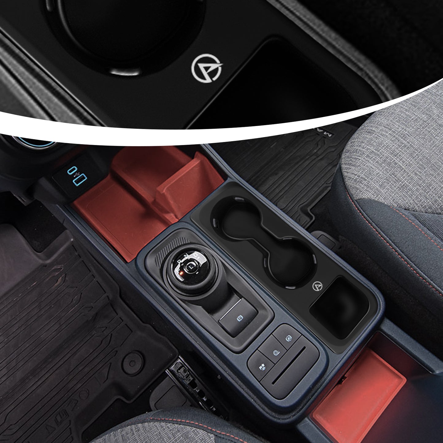 Center Console Cup Holder Inserts Compatible with 2022-2025 Ford Maverick Accessories Middle Console Drink Holder Silicone Black Organizer Non-Slip Drink Stopper