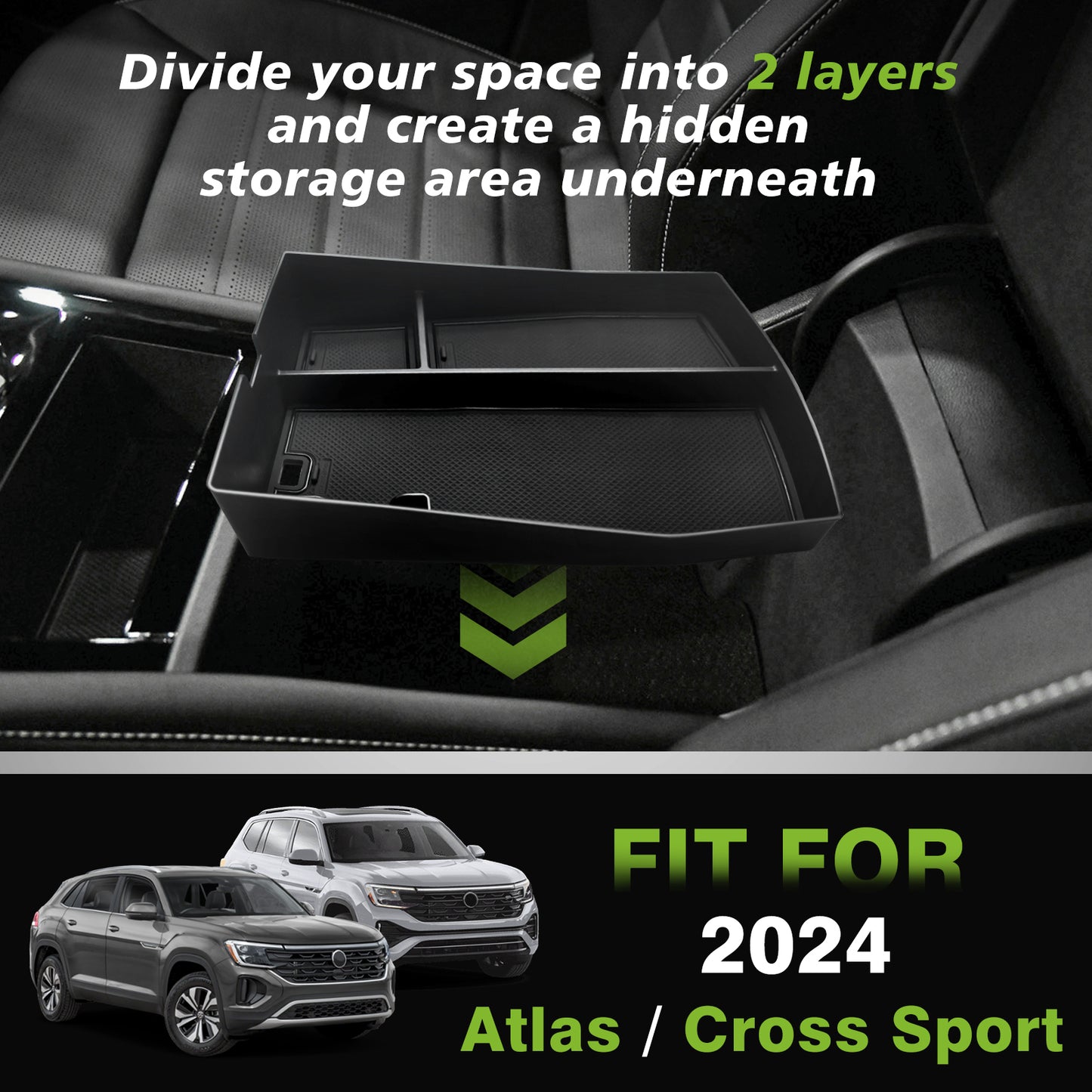 Muslogy for 2024 VW Altas And Cross Sport Center Console Organizer
