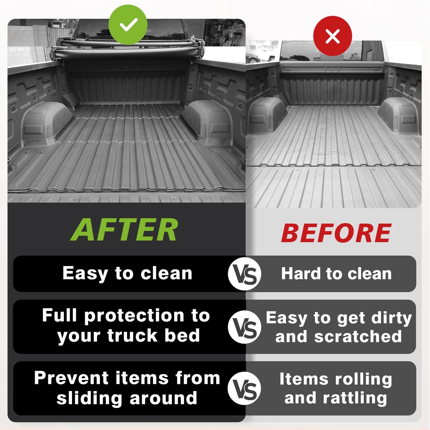 TripleAliners Truck Bed Mat Compatible with 2019-2025 Chevy Silverado 1500/GMC Sierra 1500 Accessories 6.6FT Vehicle Bed Mat Perfectly Flush All Weather Protection TPE Heavy Duty Pickup Bed Cargo Mat