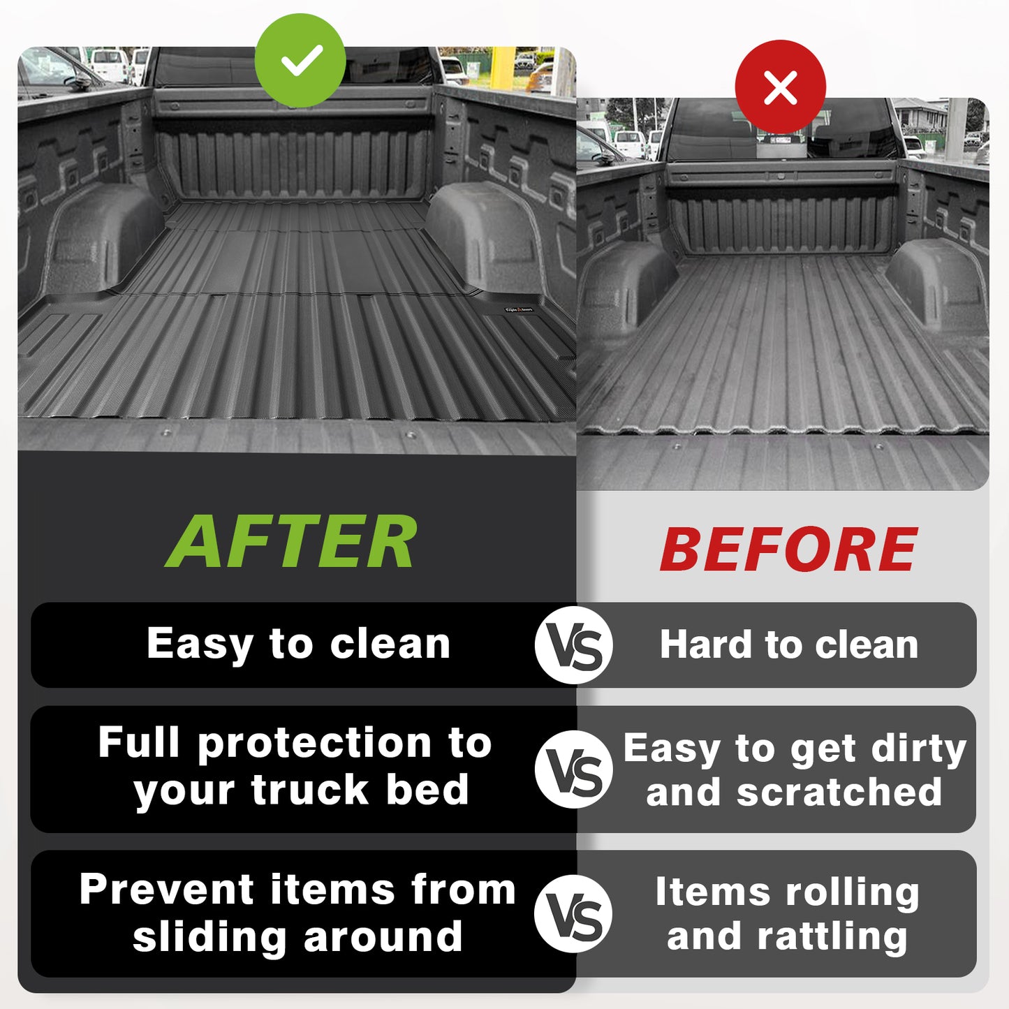 Truck Bed Mat for 2020-2025 Chevy Silverado/GMC Sierra 2500 3500HD 6.8FT Bed