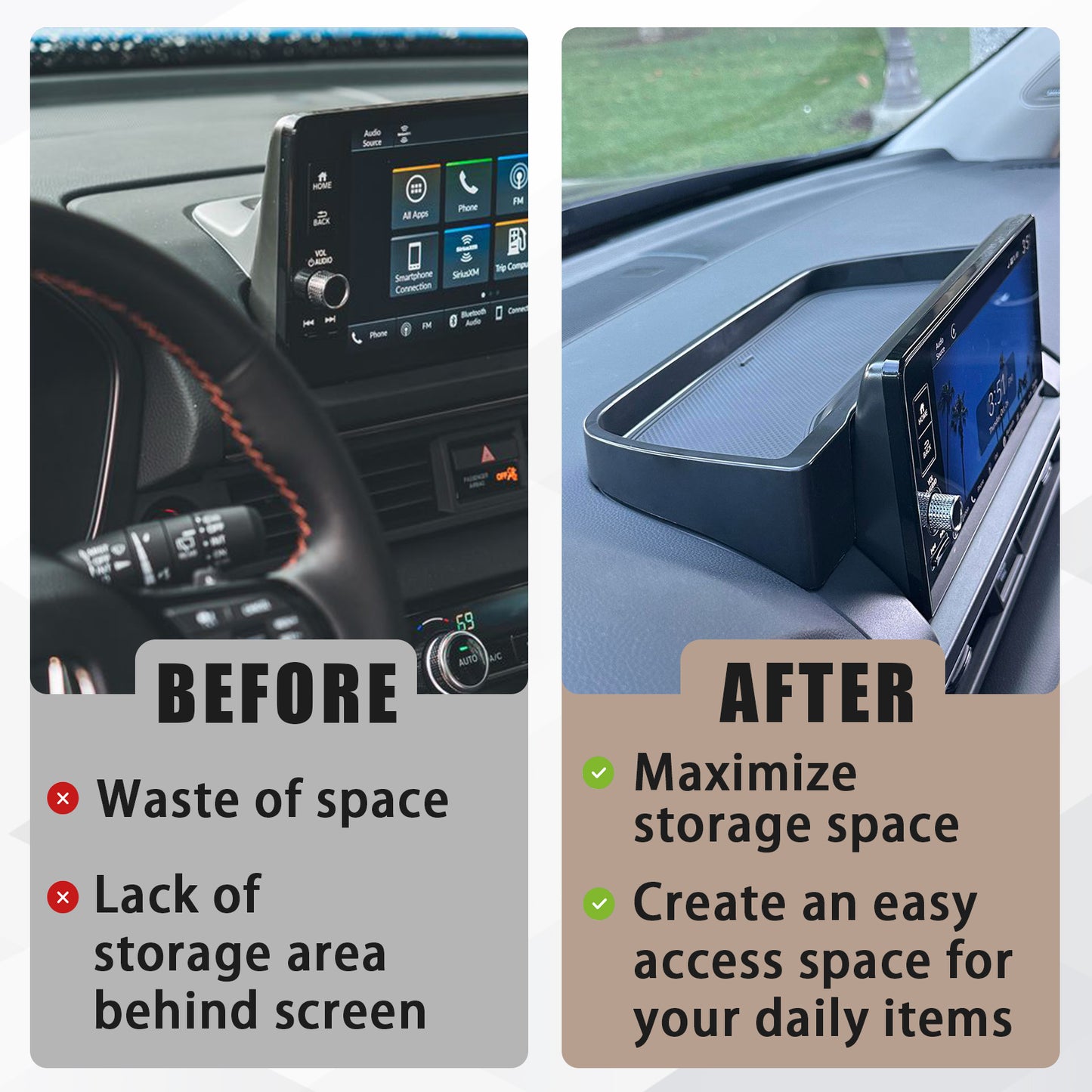 for 2024 2023 Pilot Dash Storage Tray Insert Behind Screen Box Center Console Organizer Interior Accessories