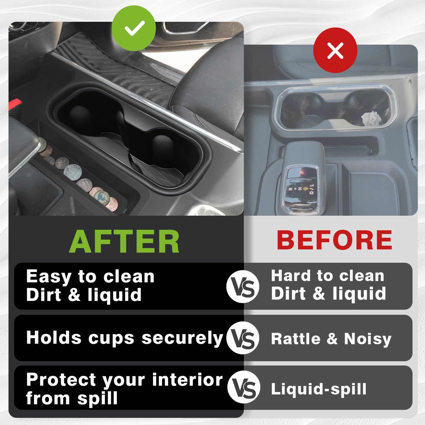 Center Console Cup Holder Inserts Compatible with 2022-2024 2025 Chevy Silverado & GMC Sierra Accessories Middle Console Drink Holder TPE Organizer Non-Slip Drink Stopper(Bucket Seat Only)