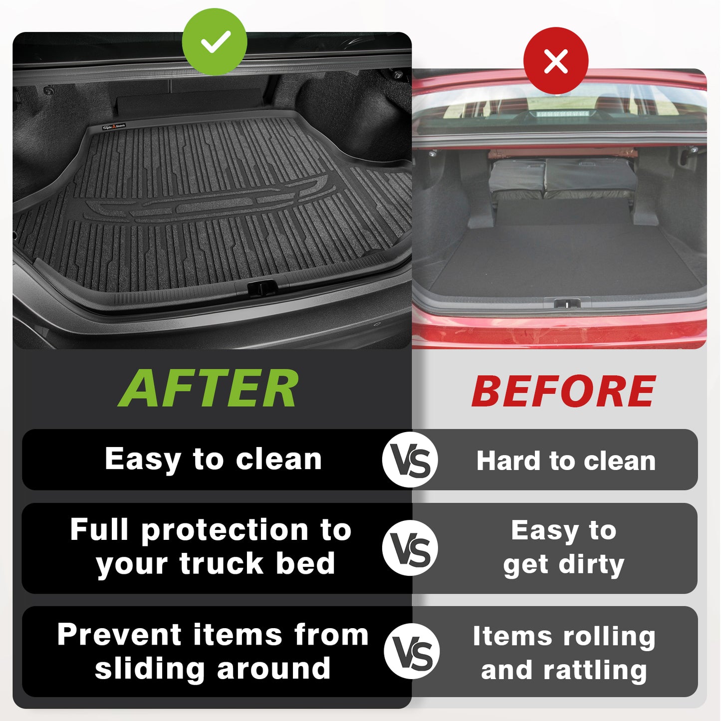 TripleAliner Trunk Floor Mat All Weather Liners Compatible with 2025 Toyota Camry Accessories Custom Fit Protection Cargo Liner TPE Rear Trunk Floor Mat