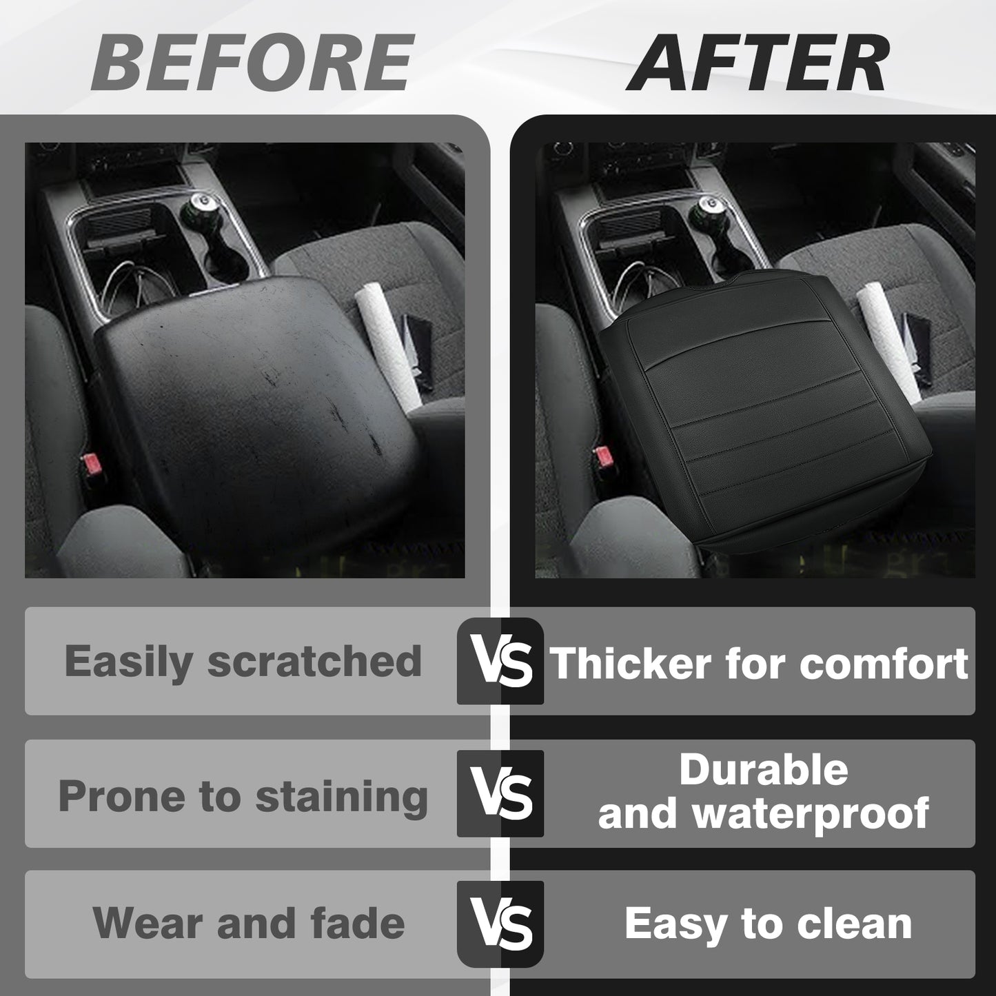 Center Console Armrest Cover Compatible with Dodge Ram1500/2500/3500 2013-2018 Comfort Armrest Pad Arm Rest Cushion Vegan Leather Protector 1-Inch Extra Thick(Bucket Seat ONLY)