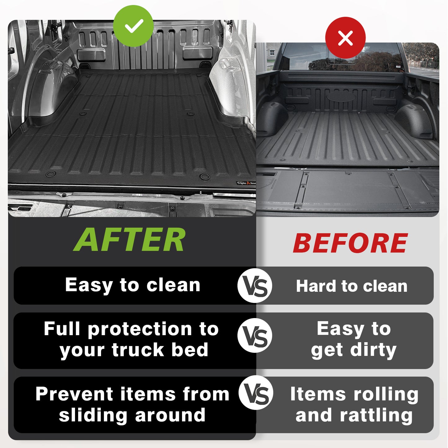 Truck Bed Mat for Ford F150 2015-2025 and Lightning 2022-2025 (5.5FT / 6.5FT) Not suitable for trucks with a storage box on the side of the bed.