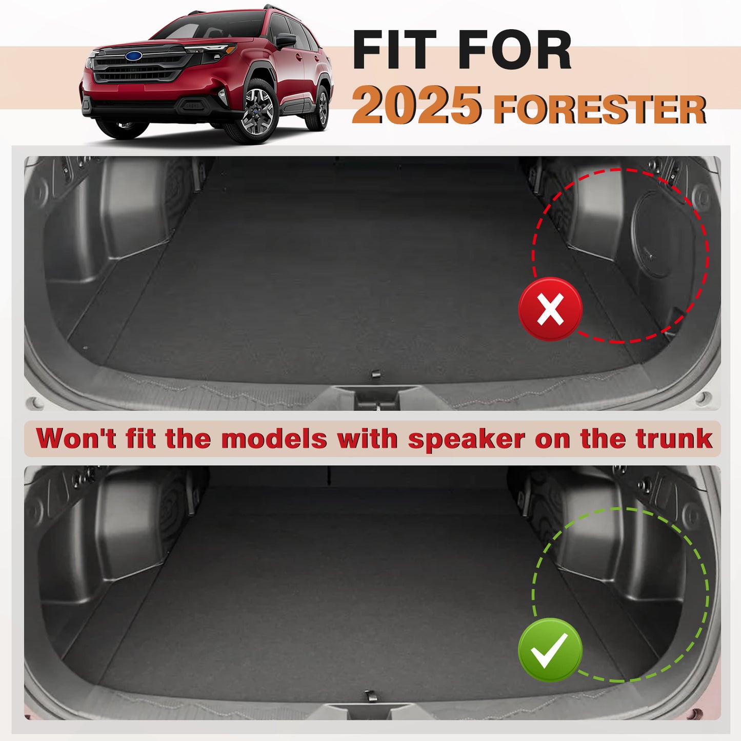 TripleAliners Trunk Mat & Floor Mats Full Set Compatible with 2025 Subaru Forester, All Weather TPE, Custom Anti-Slip (Trunk Mat + Floor Mats|Fits All Models)