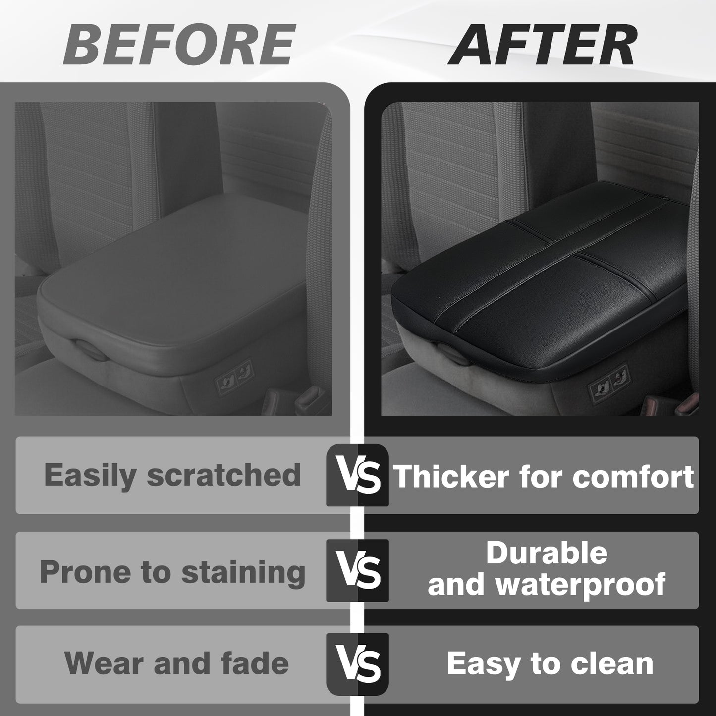 Center Console Armrest Cover Compatible with Dodge Ram1500/2500/3500 2002-2012 Comfort Armrest Pad Arm Rest Cushion Vegan Leather Protector Regular Thick(Jump Seat ONLY)