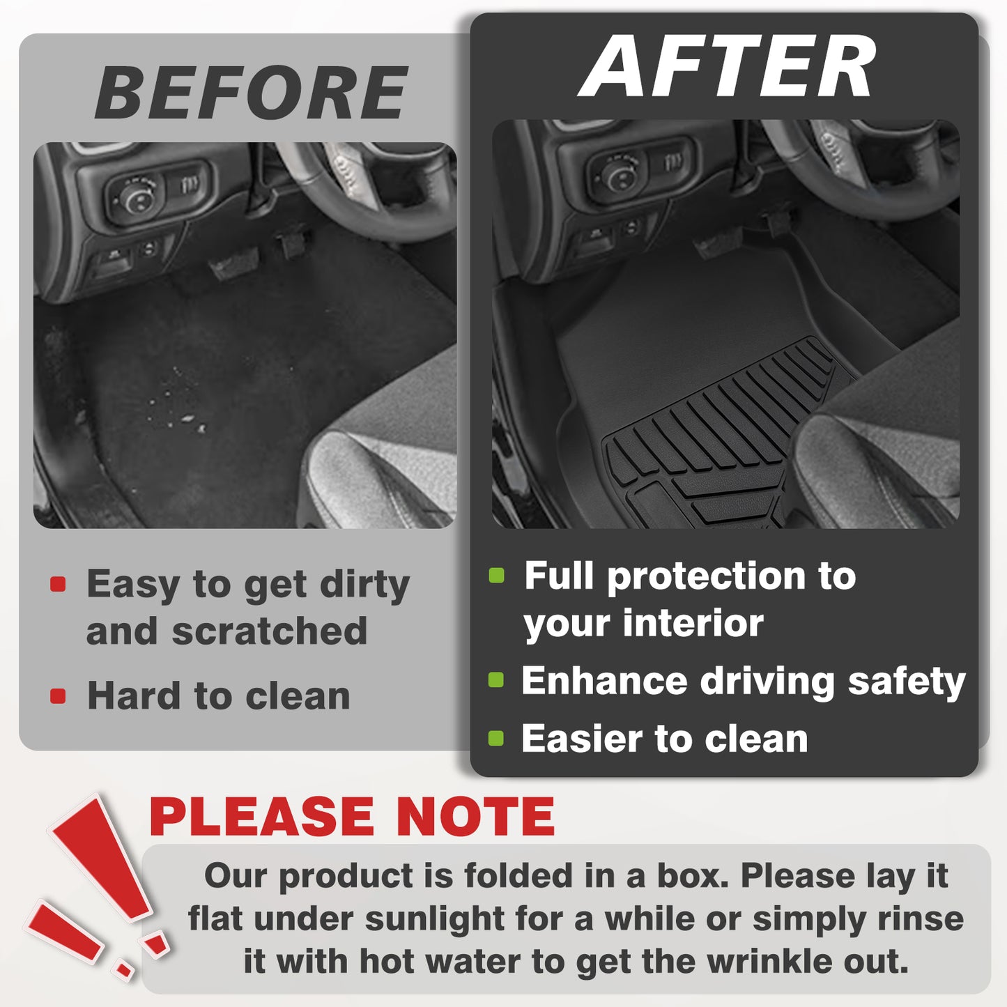 Triplealiners Floor Mats Compatible with 2019-2025 RAM 1500 Crew Cab 1st and 2nd Row (Not for Classic)
