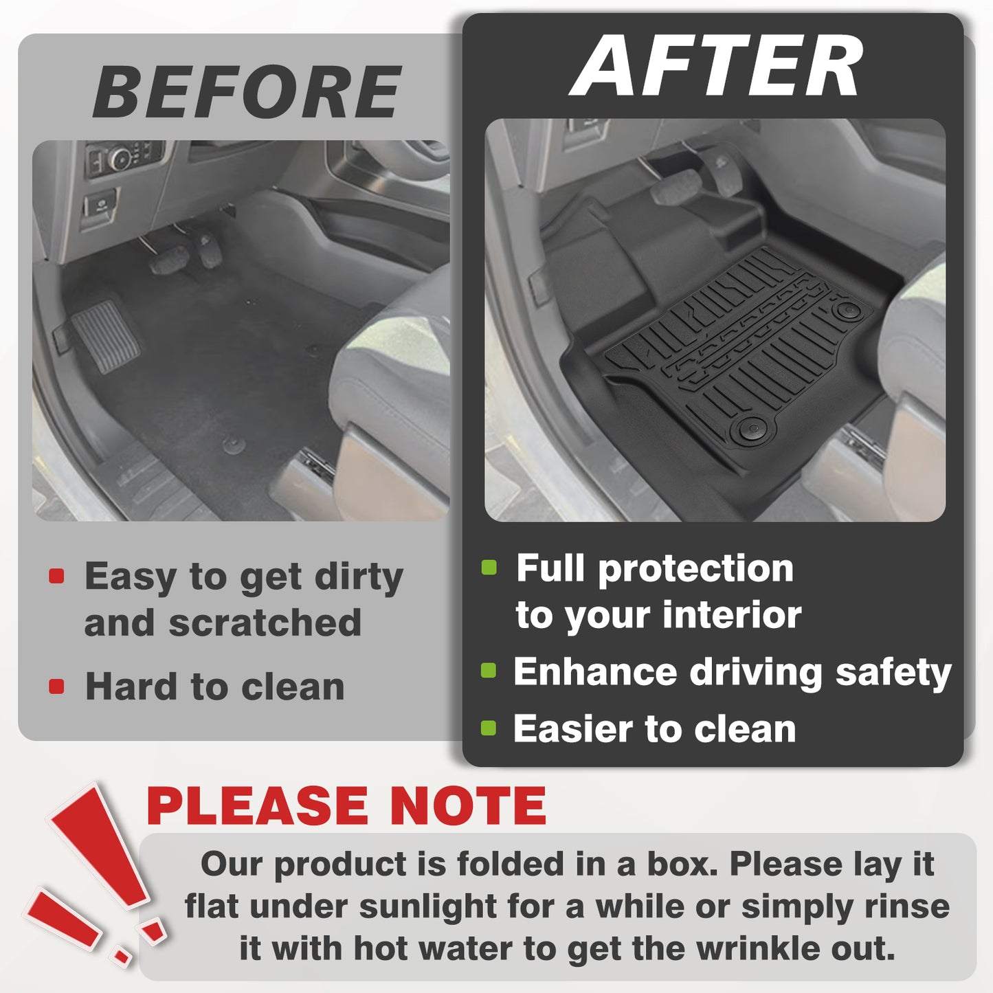 Triplealiners Floor Mats Compatible with 2015-2025 Ford F150 & 2022-2025 Lightning SuperCrew Cab (Not Fit Fold Flat Storage)