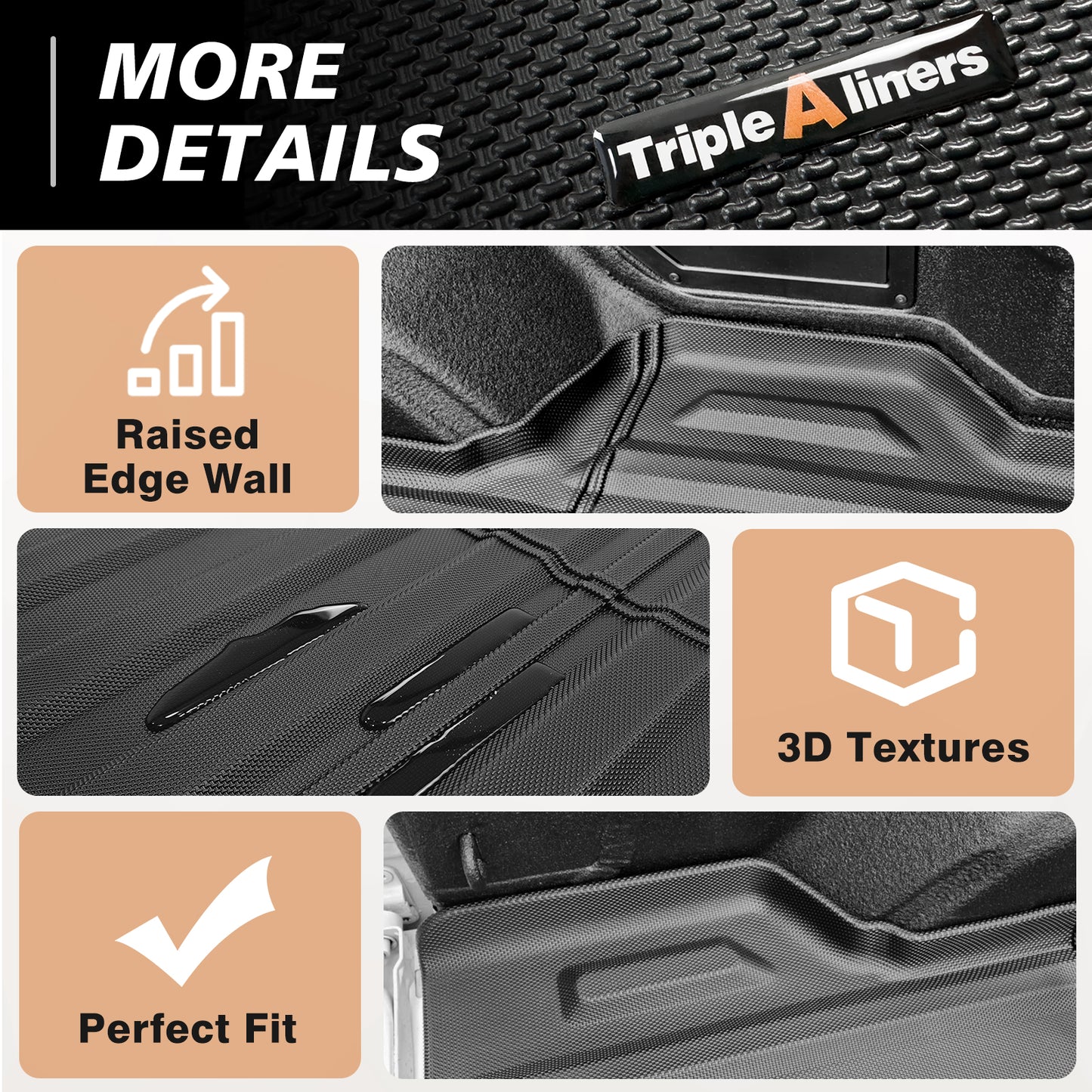 TripleAliners Truck Bed Mat & Frunk Mat & Floor Mats Front Rear Full Set Compatible with 2024-2025 Chevrolet Silverado EV WT Version Accessories All Weather TPE Liners (Floor Mats+Bed Mat+Frunk Mat)