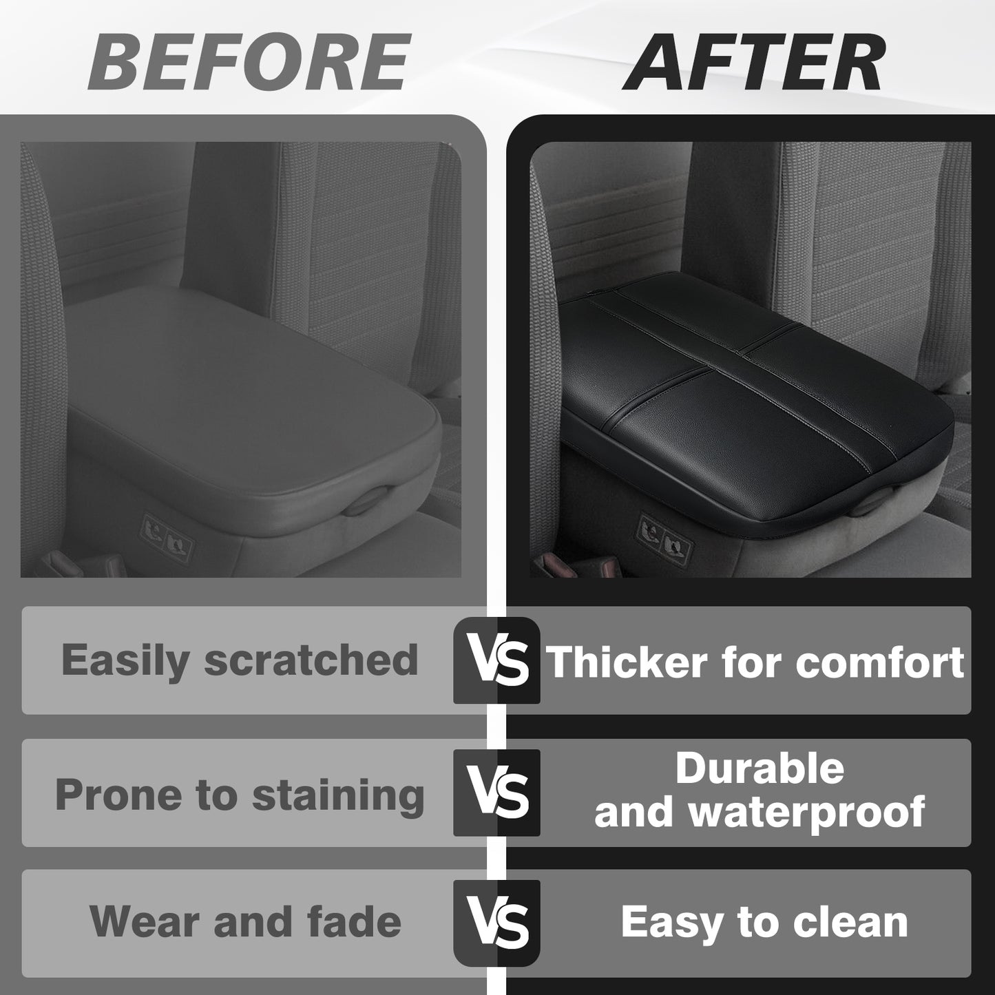 Center Console Armrest Cover Compatible with Dodge Ram1500/2500/3500 2002-2012 Comfort Armrest Pad Arm Rest Cushion Vegan Leather Protector 1-Inch Extra Thick(Jump Seat ONLY)