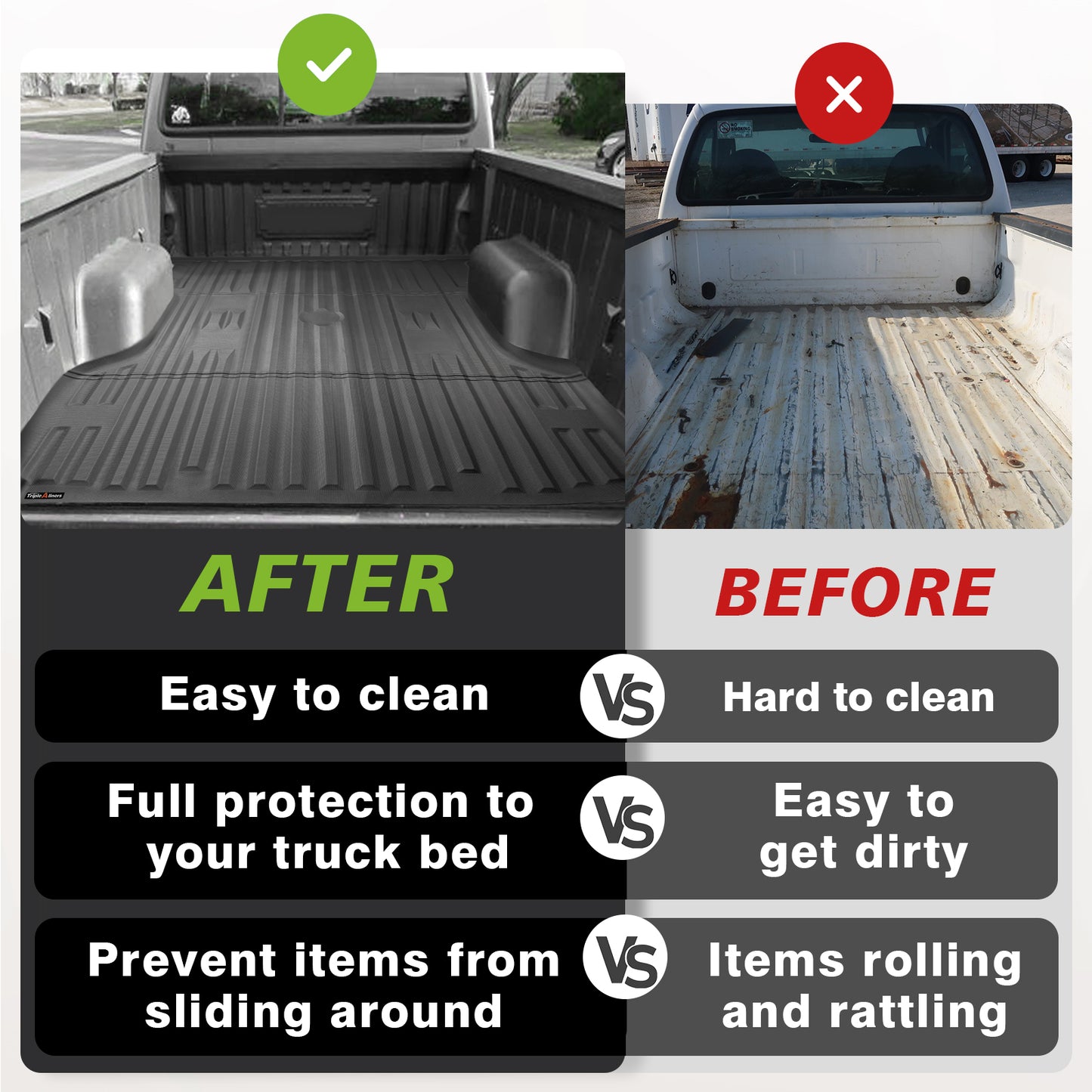 Truck Bed Mat for Ford 1999-2016 Super Duty F250/F350/F450 6.8 Feet Standard Bed