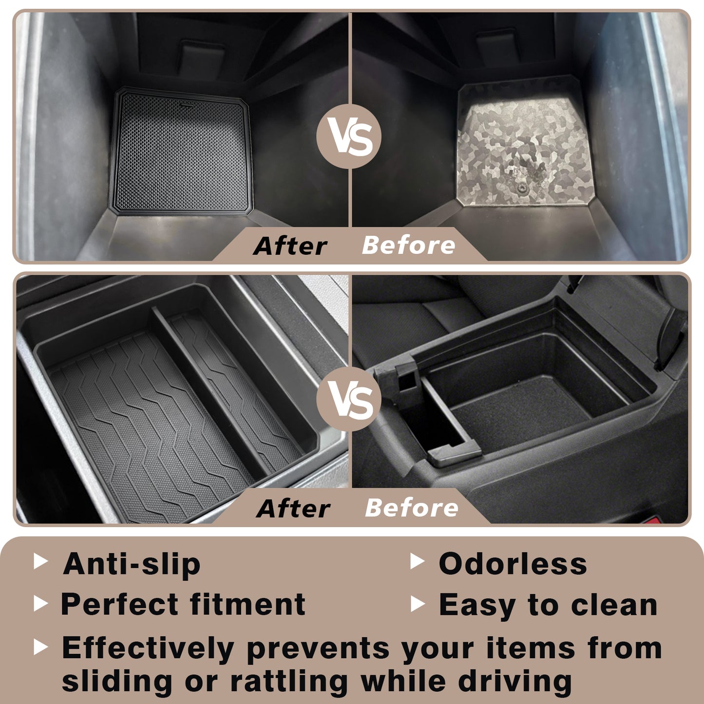 Center Console OEM Tray Insert Divider and Console Bottom Mat Set for 2023-2025 Colorado and Canyon