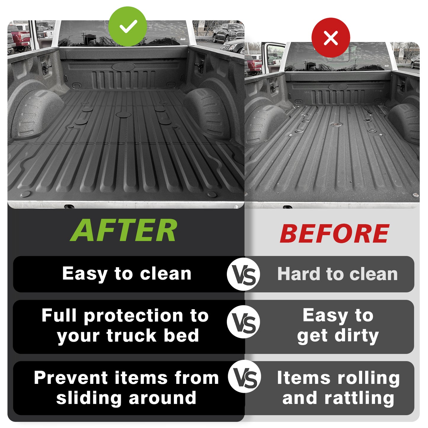 Truck Bed Mat for Ford Super Duty 2017-2024 F250/F350/F450 6.8 Feet Standard Bed