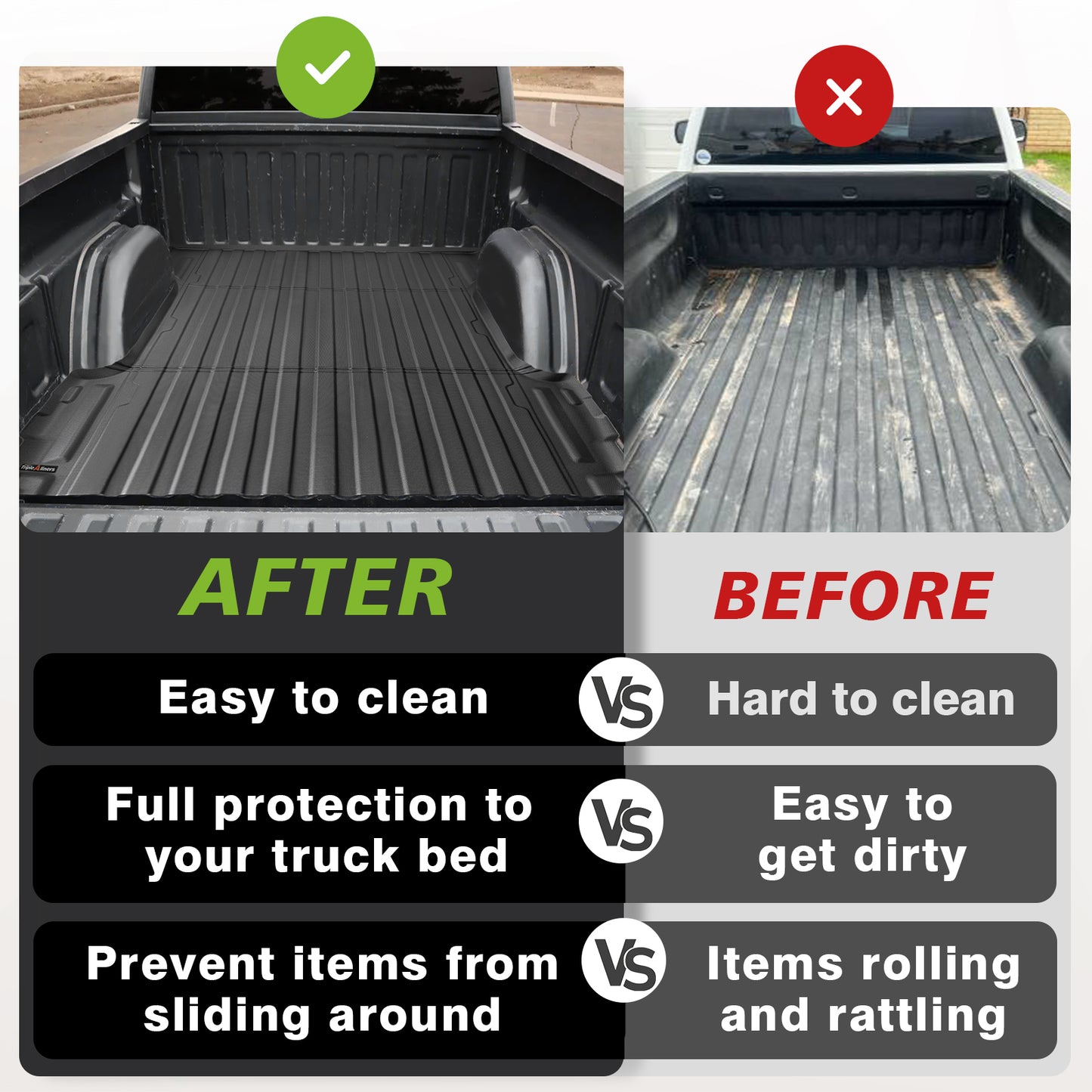 Truck Bed Mat for Chevy Silverado/GMC Sierra 2500HD/3500HD 2007-2019 6.6FT Standard Bed Heavy Duty