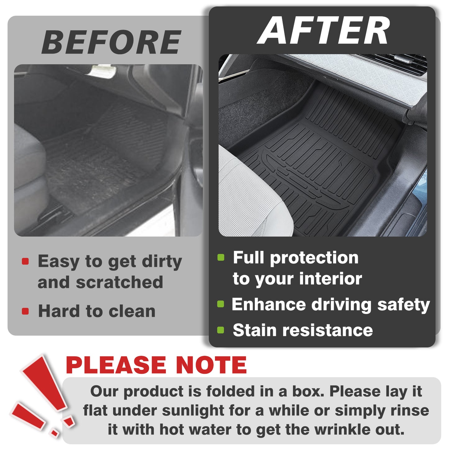 TripleAliners Floor Mats All Weather Compatible with 2025 Toyota Camry Accessories 1st & 2nd Row Full Set Floor Liners TPE Custom Fit Protection Car Mats