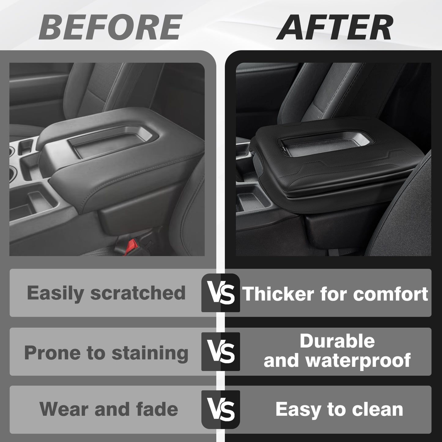 Center Console Armrest Cover Compatible with Chevy Silverado & GMC Sierra 2019-2025 Comfort Armrest Pad Arm Rest Cushion Vegan Leather Protector 1-Inch Extra Thick(Jump Seat ONLY)