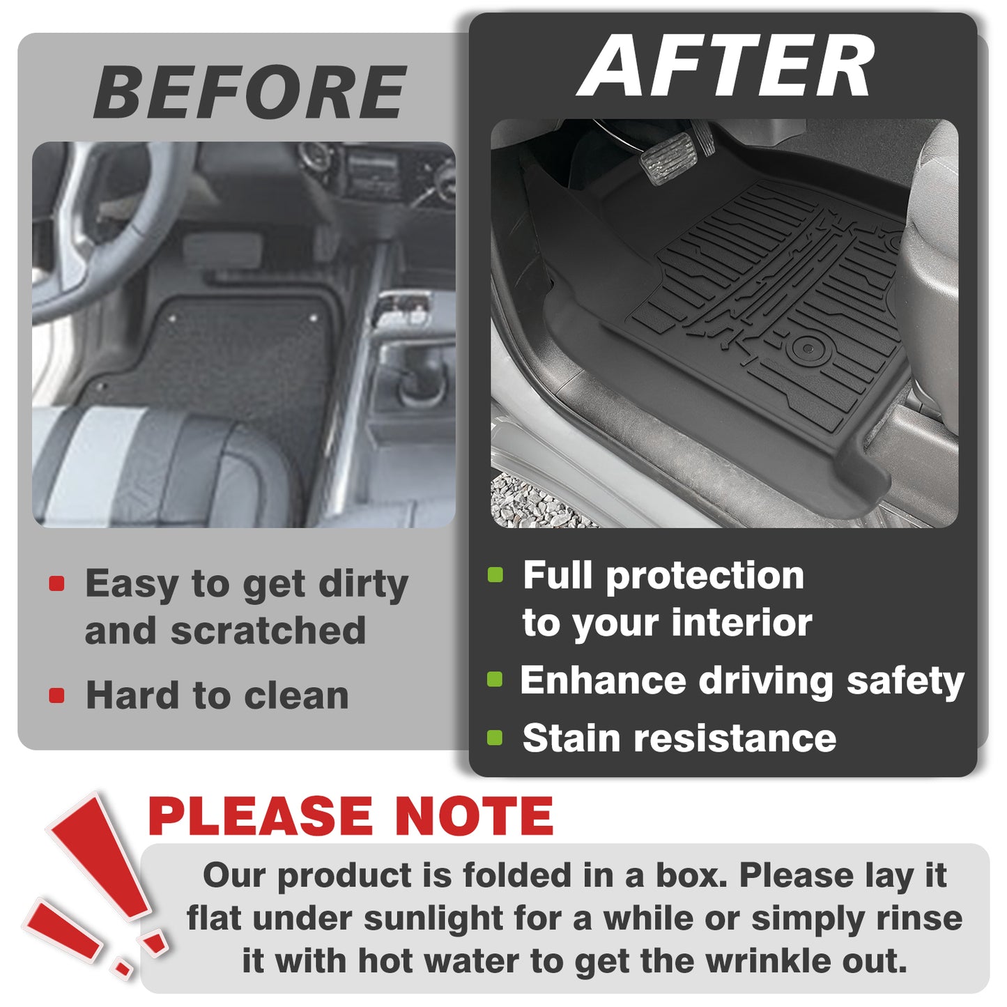 TripleAliners Floor Mats for 2019-2025 Chevy Silverado/GMC Sierra 1500 & 2020-2024 Silverado/Sierra 2500 HD/3500HD Crew Cab 1st & 2nd Row, Rear with Factory Carpeted Storage