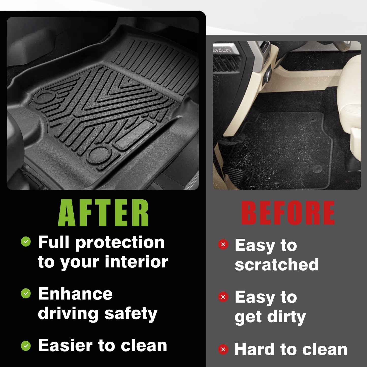 Floor Mats for 2017-2022 F250/F350/F450 1st and 2nd Row Super Duty Crew Cab