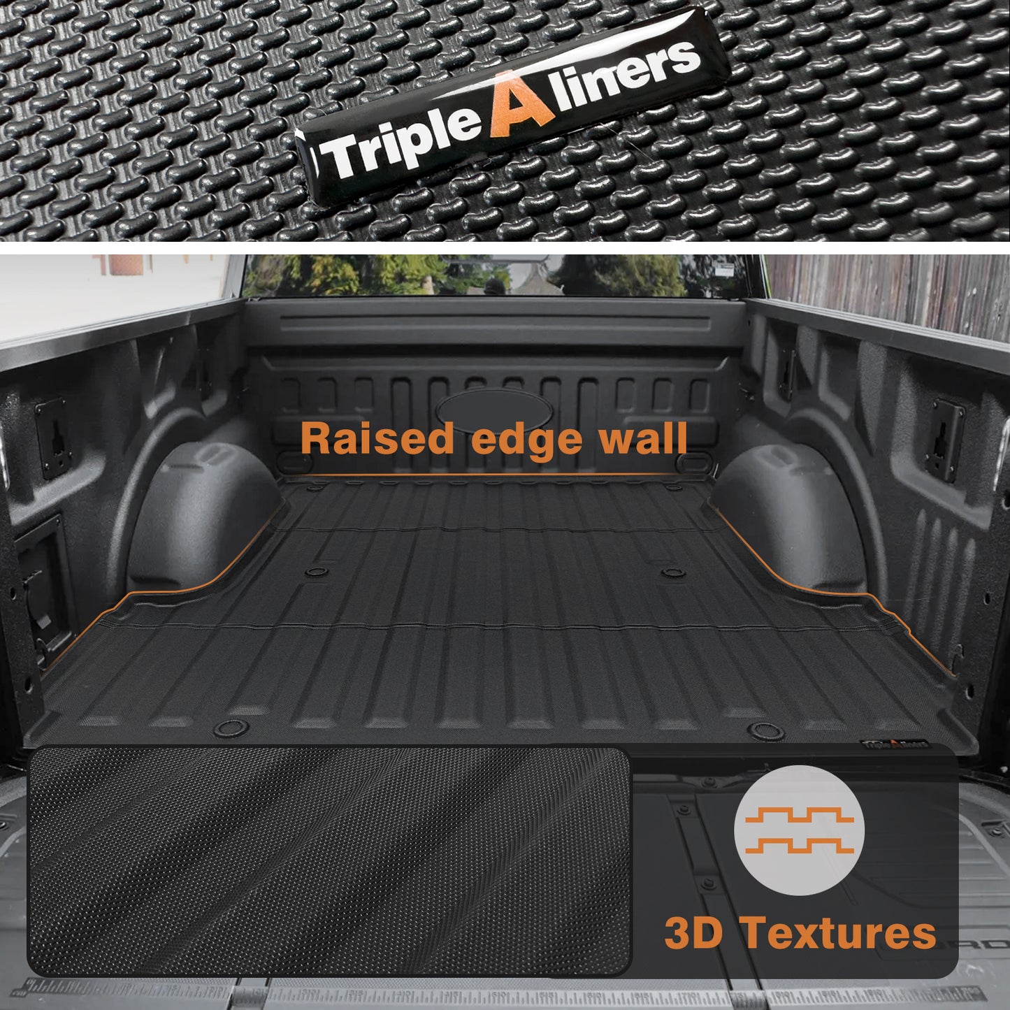 Triplealiners 5.5FT Truck Bed Mat & Floor Mats Compatible with 2015-2024 Ford F150 & 2022-2024 Lightning SuperCrew Cab(Won't fit side with storage box))