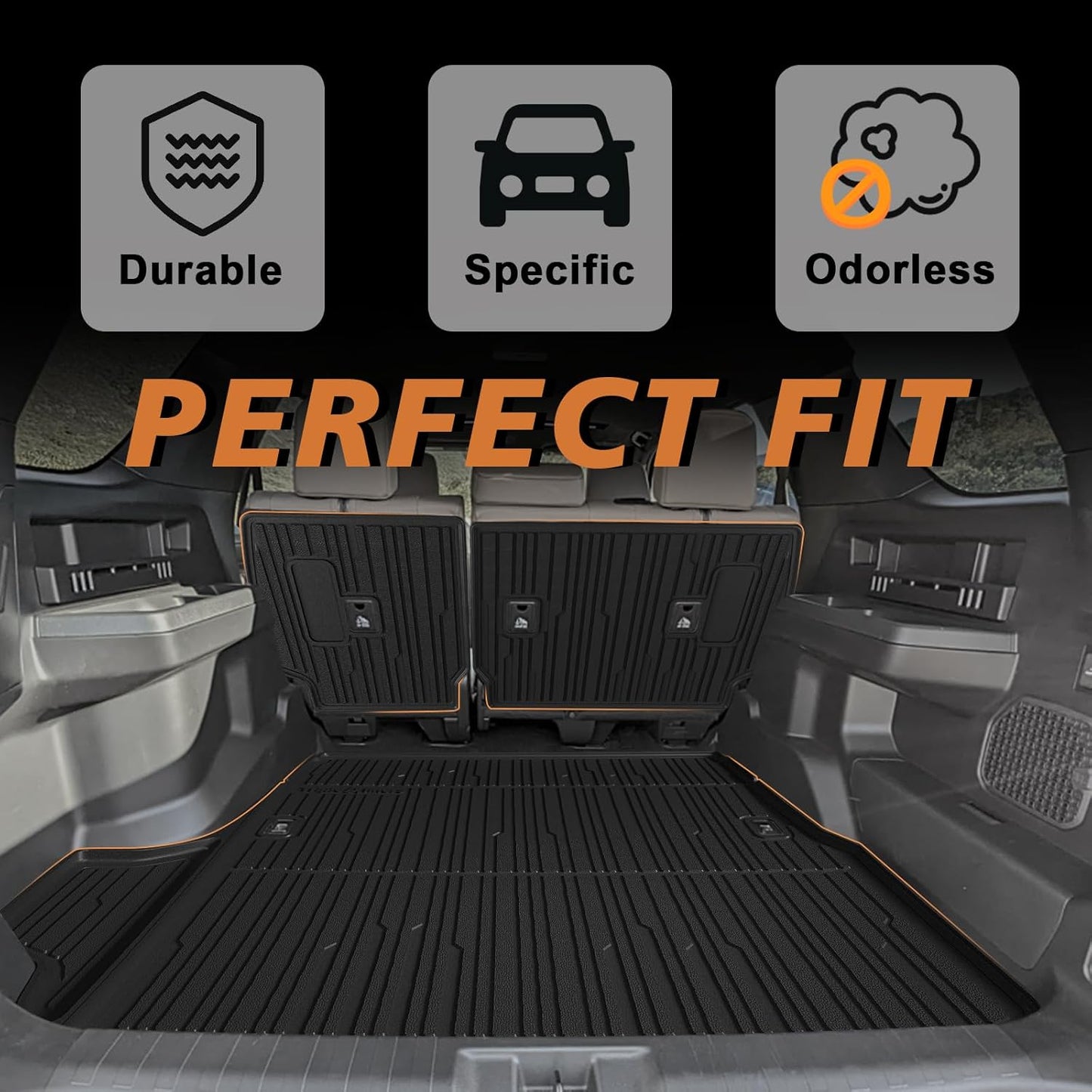 TripleAliners Trunk Mat & Rear Seatback Mat Fit for Toyota 2025 4Runner All Weather TPE Liners Accessories Custom Fit TPE Heavy-Duty (Only for 5 Seats) - Not for Hybrid Model