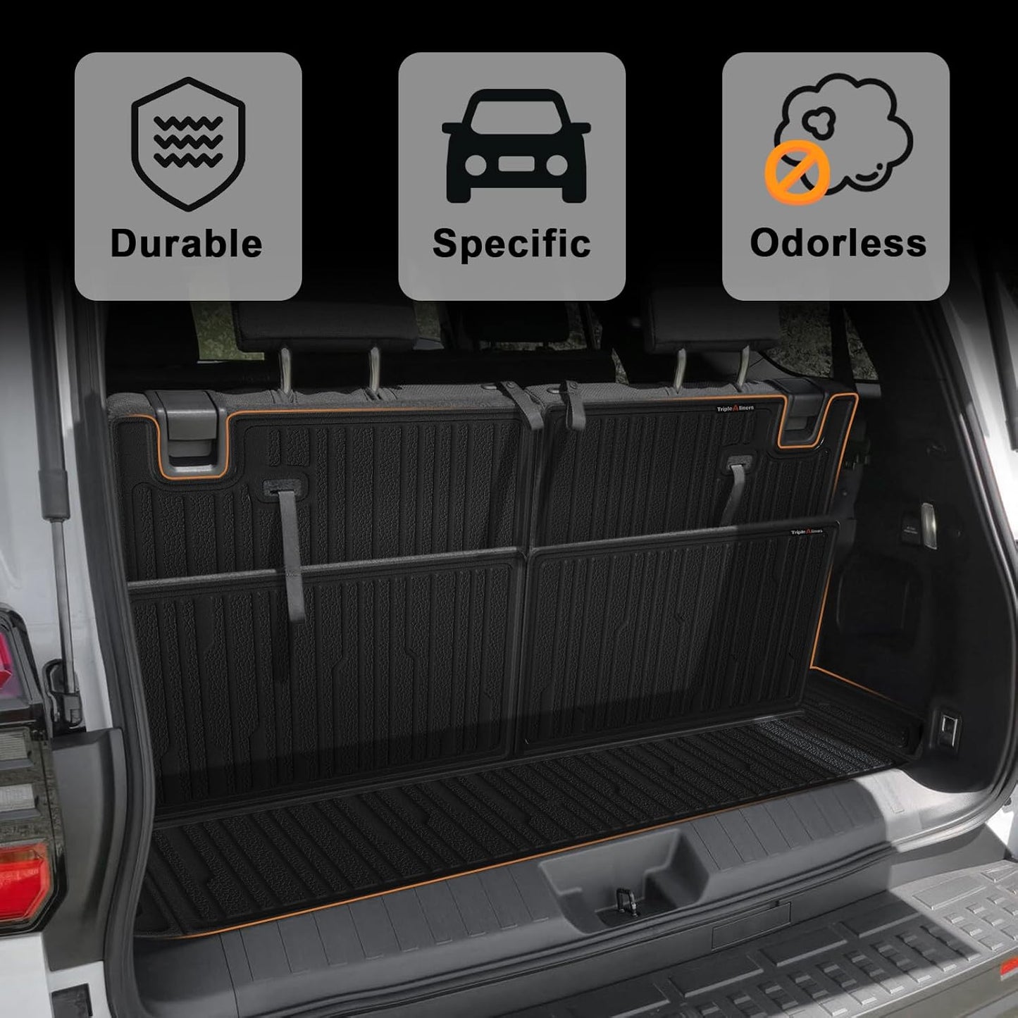TripleAliners Floor Mats & Trunk Mat & Rear Seatback Cover All Weather TPE Liners Fit for Toyota 2025 4Runner Accessories Custom Fit 6th Generation 4Runner TPE Heavy-Duty Liners(Only for 7 Seats)