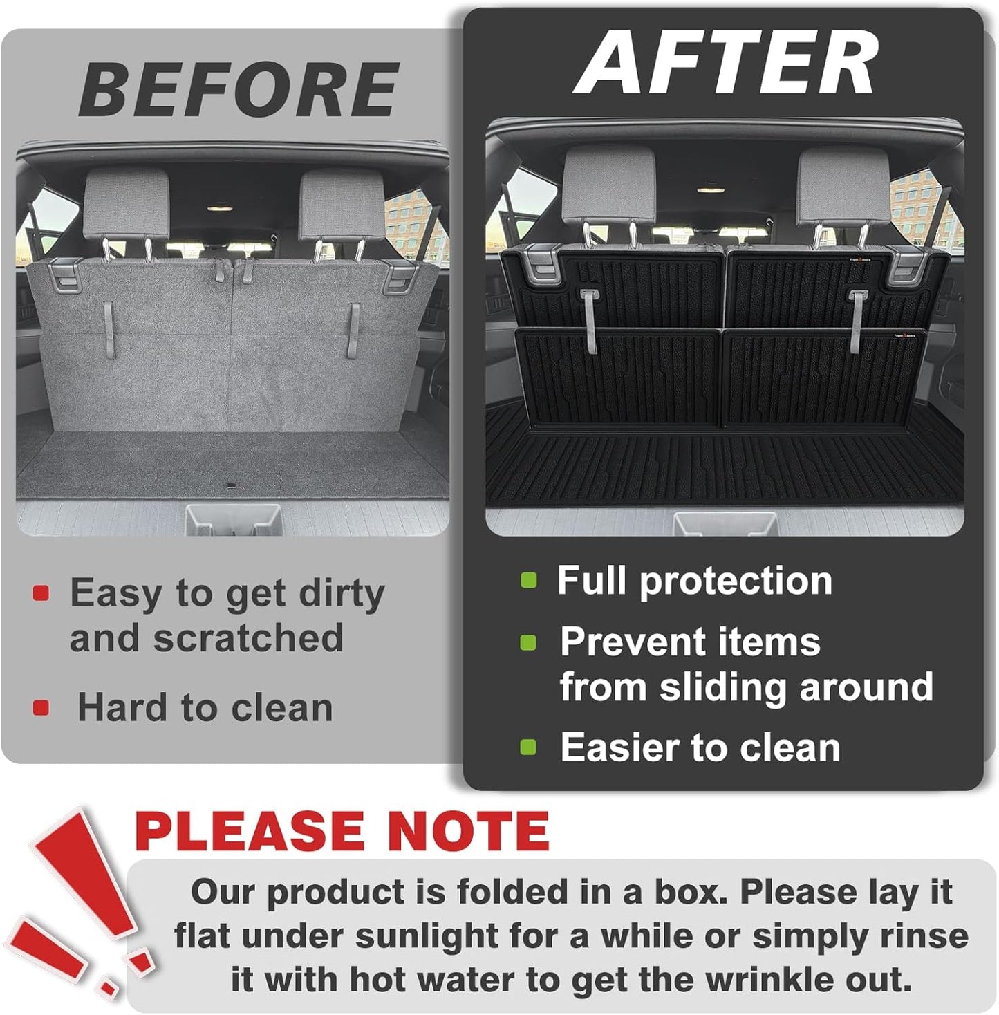 TripleAliners Trunk Mat & Rear Seatback Mat Fit for Toyota 2025 4Runner All Weather TPE Liners Accessories Custom Fit 6th Generation 4Runner TPE Heavy-Duty Covers(Only for 7 Seats)
