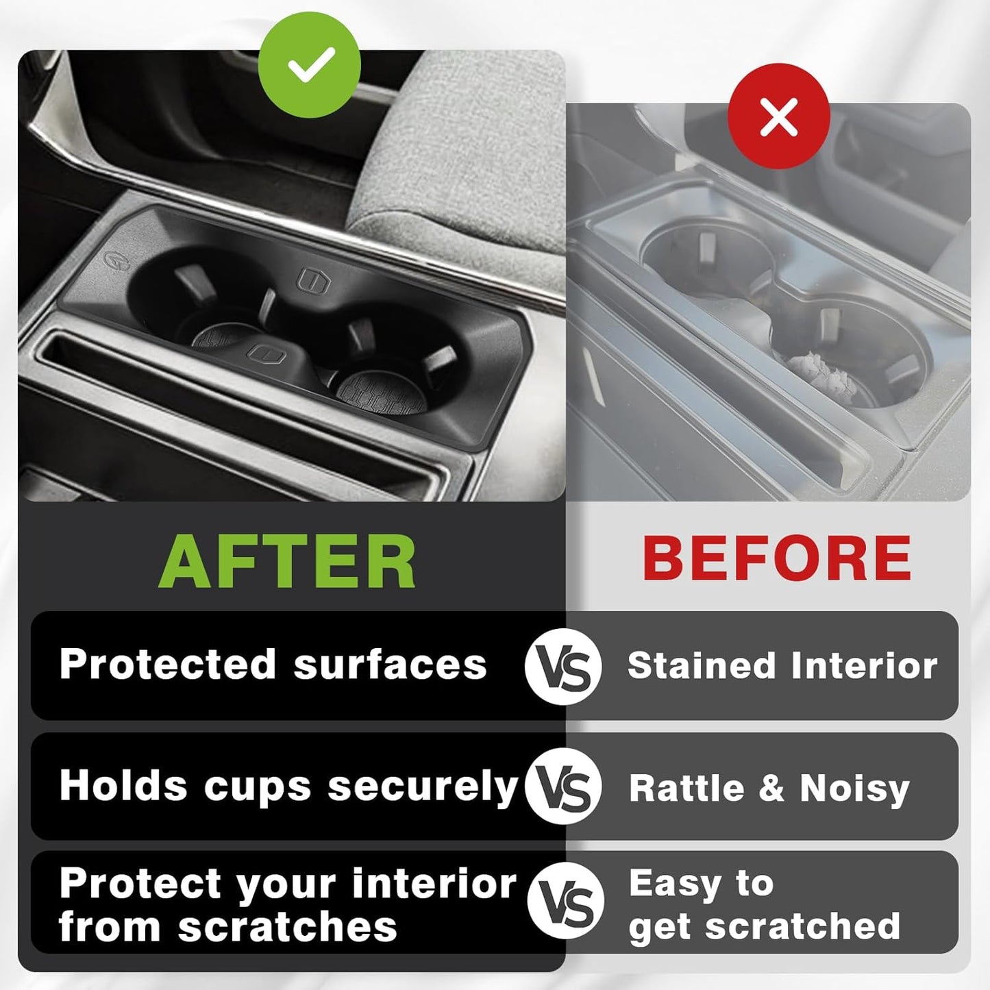 Center Console Cup Holder Inserts Compatible with 2021-2024 2025 Ford F150 F-150 Accessories Middle Console Drink Holder TPE Organizer Non-Slip Drink Stopper(Bucket Seat Only)