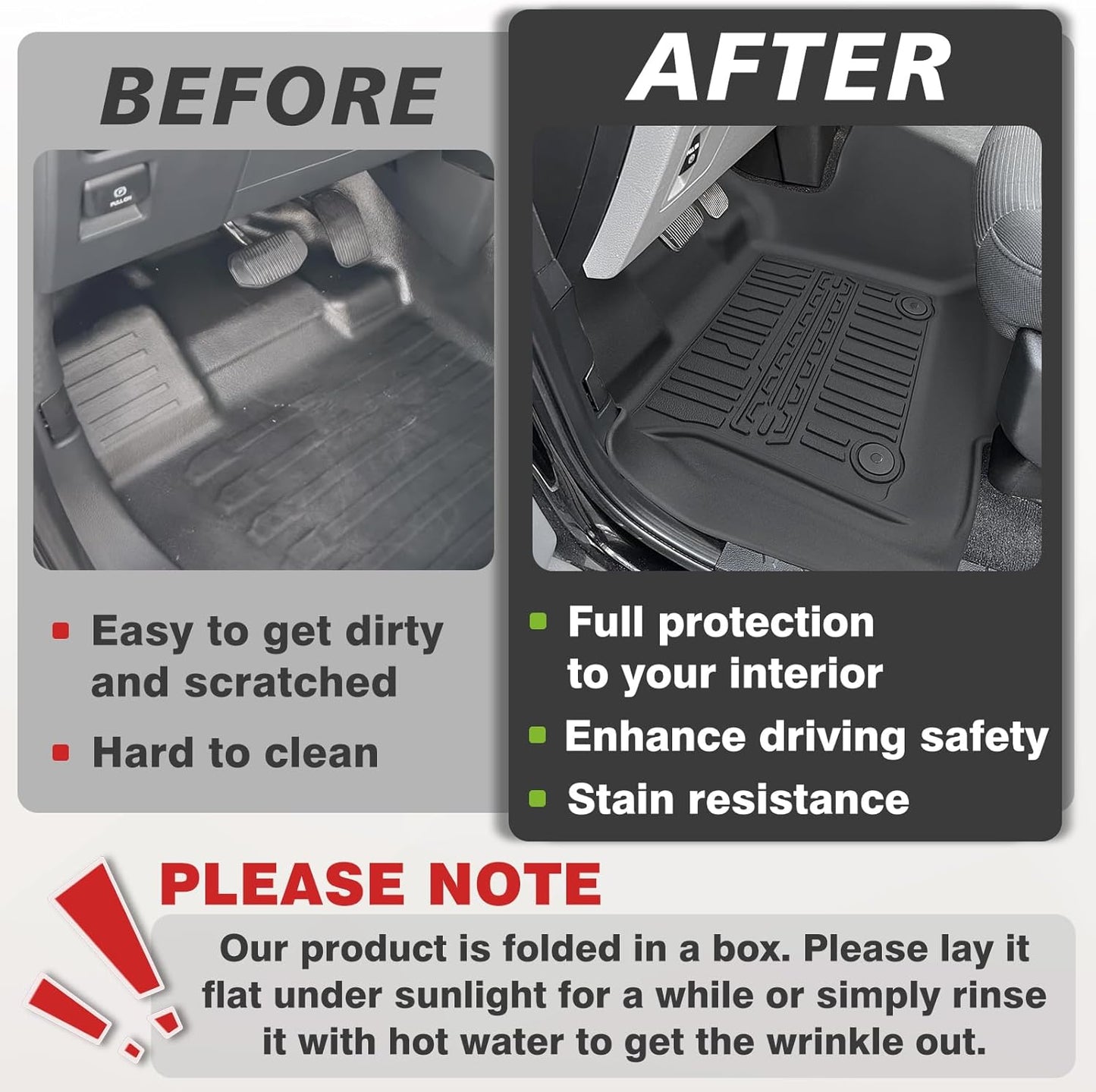TripleAliners Floor Mats for 2015-2025 Ford F150 Regular Cab 1st Row (Bench Seat 1pc)