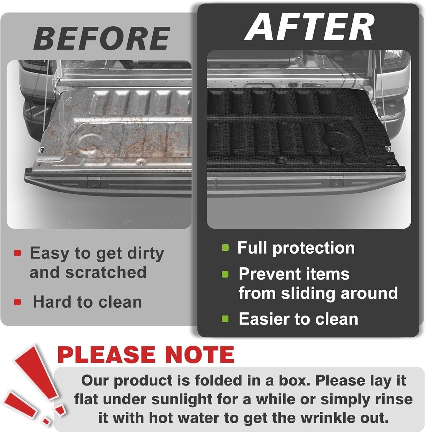 TripleAliners Truck Mat Compatible with 2024-2026 Ford Ranger Accessories, Tailgate Mat Custom Fit All Weather Protection Pickup Liner