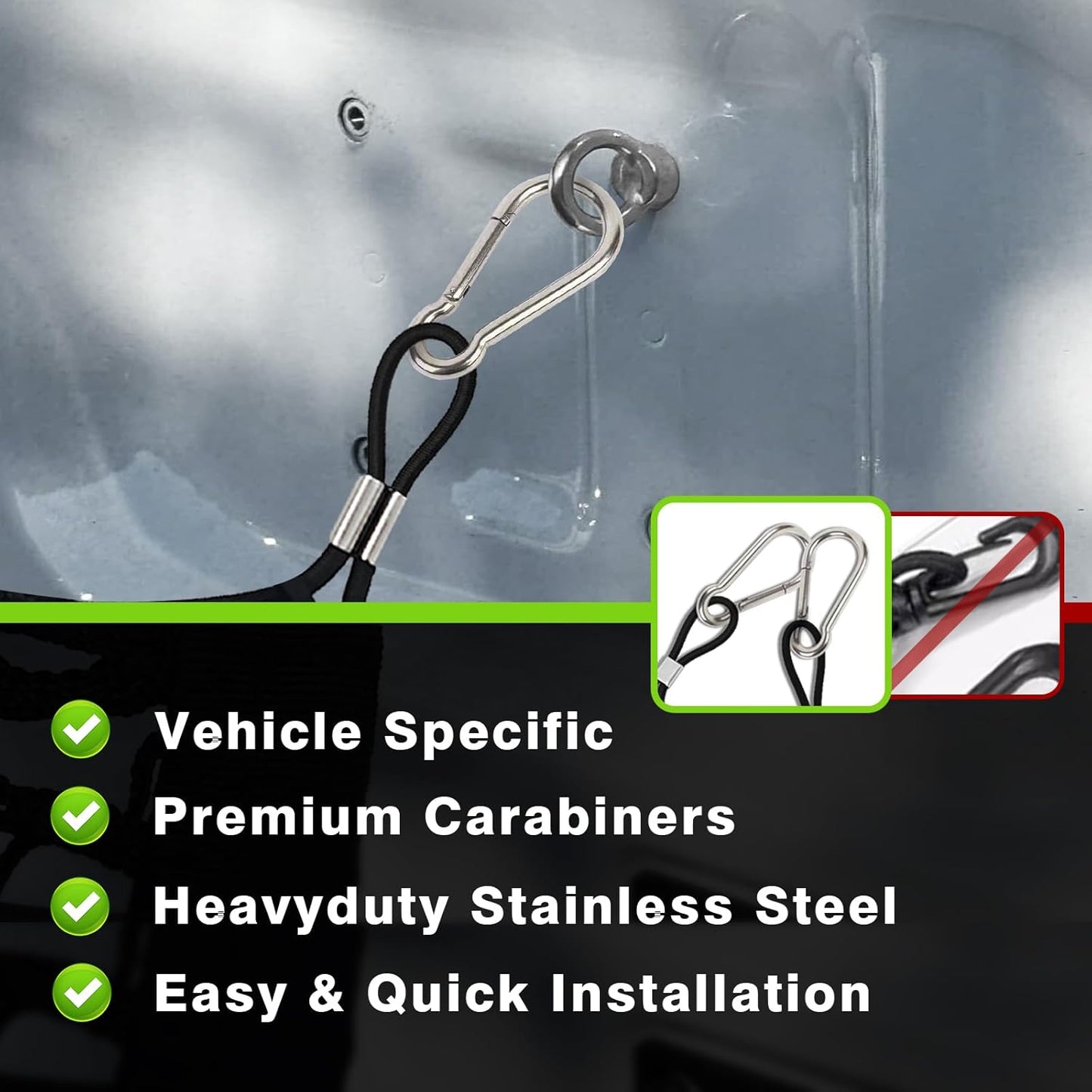 TripleAliners Truck Bed Cargo Net Compatible with Ford F150 2015-2023 2024, Include Lightning Accessories Bed Storage Net Cargo Organizer Pickup Truck Bed Envelope Style Cargo Net with Heavy Duty Carabiners