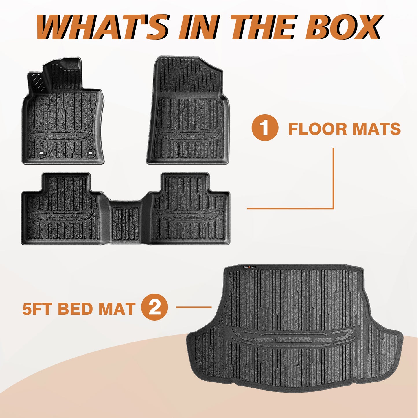 TripleAliners Floor Mats & Trunk Mat All Weather Liners Compatible with 2025 Toyota Camry Accessories TPE Carpets Liner Custom Fit Full Set Liners Protection(Floor Mats+Trunk Mat)