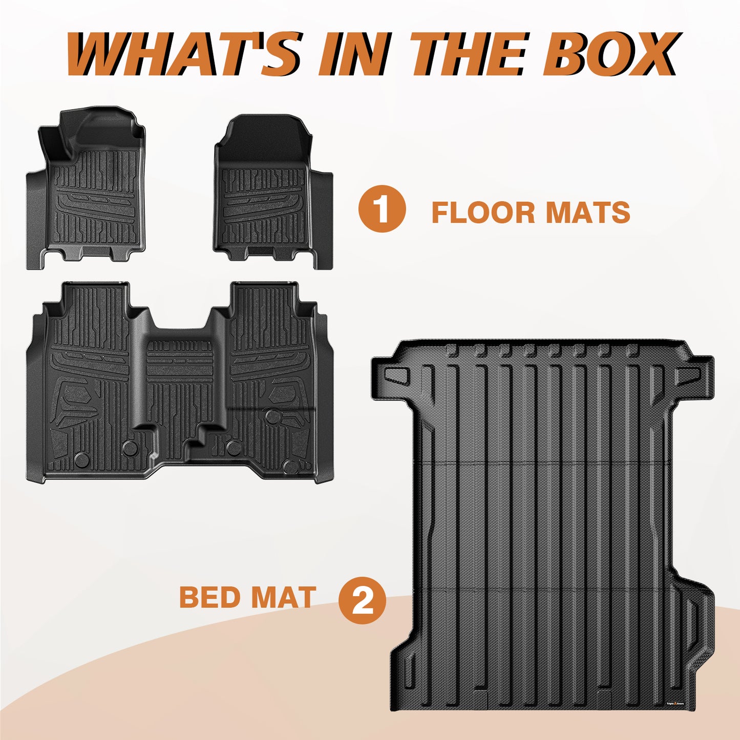 Truck Bed Mat & Floor Mats Front Rear Full Set Compatible with 2024 2025 Chevrolet Silverado EV WT Version Accessories All Weather TPE Liners Custom Fit (Floor Mats+Bed Mat)