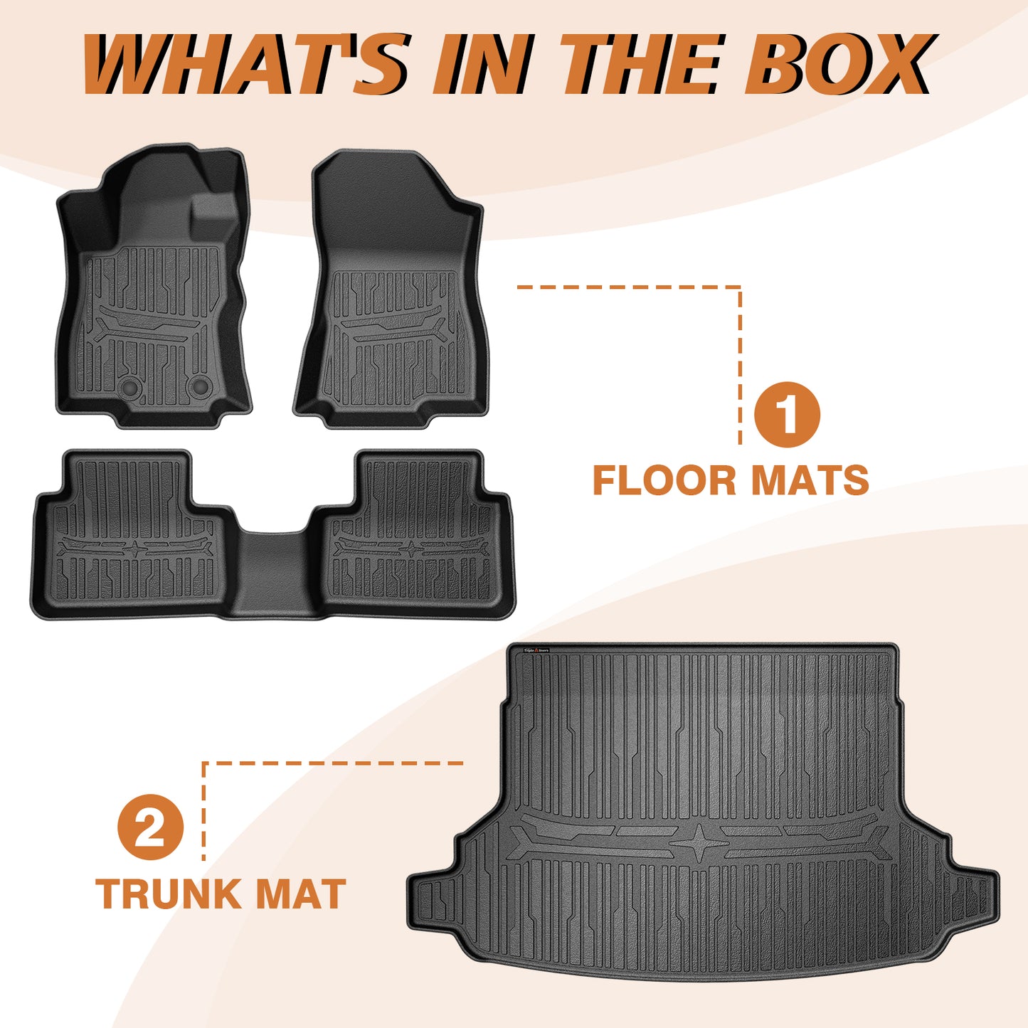 TripleAliners Trunk Mat & Floor Mats Full Set Compatible with 2025 Subaru Forester, All Weather TPE, Custom Anti-Slip (Trunk Mat + Floor Mats|Fits All Models)