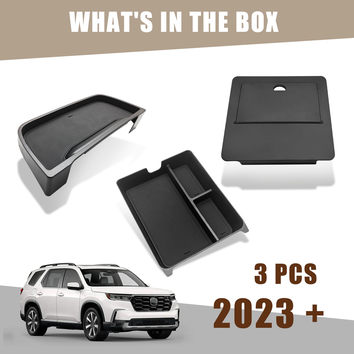 for Pilot 2023 Center Console Organizer & Dash Storage Tray & Magnet Armrest Hidden Storage Compartment 3PCS Set
