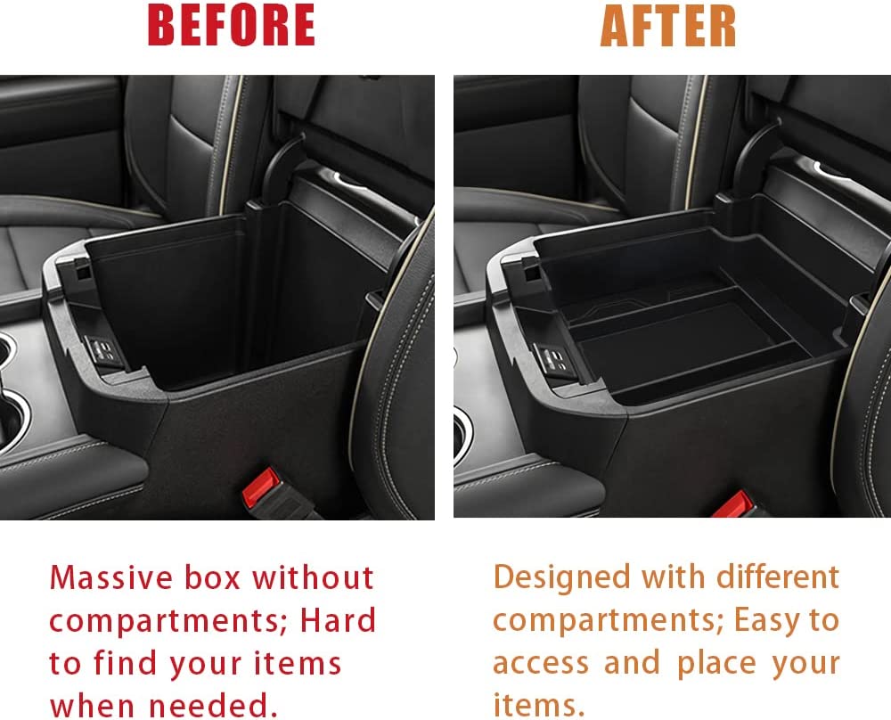 Center Console Storage Tray with Leather insert Mat for 2021-2023 GMC Yukon/Tahoe CHevy Suburban