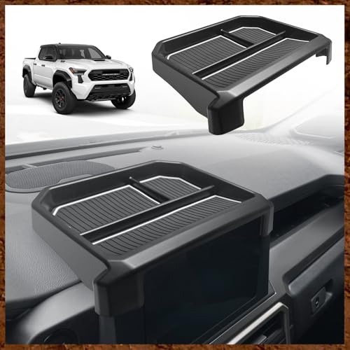 TripleAliners Dashboard Storage Box Compatible with 2024 Tacoma Accessories Center Console Organizer w/ 8-inch Screen for 24Tacoma SR SR5 TRD PreRunner TRD Sport Off-Road Pro Trailhunter