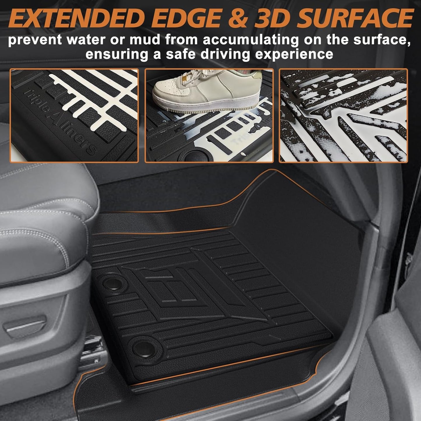 TripleAliners All-Weather Mats Compatible with 2025 Nissan Armada Accessories Floor Mat Liners & Rear Trunk Cargo Mat & Seat Back Cover Full Set High Wall Protection TPE Anti-Slip Odorless Custom Fit