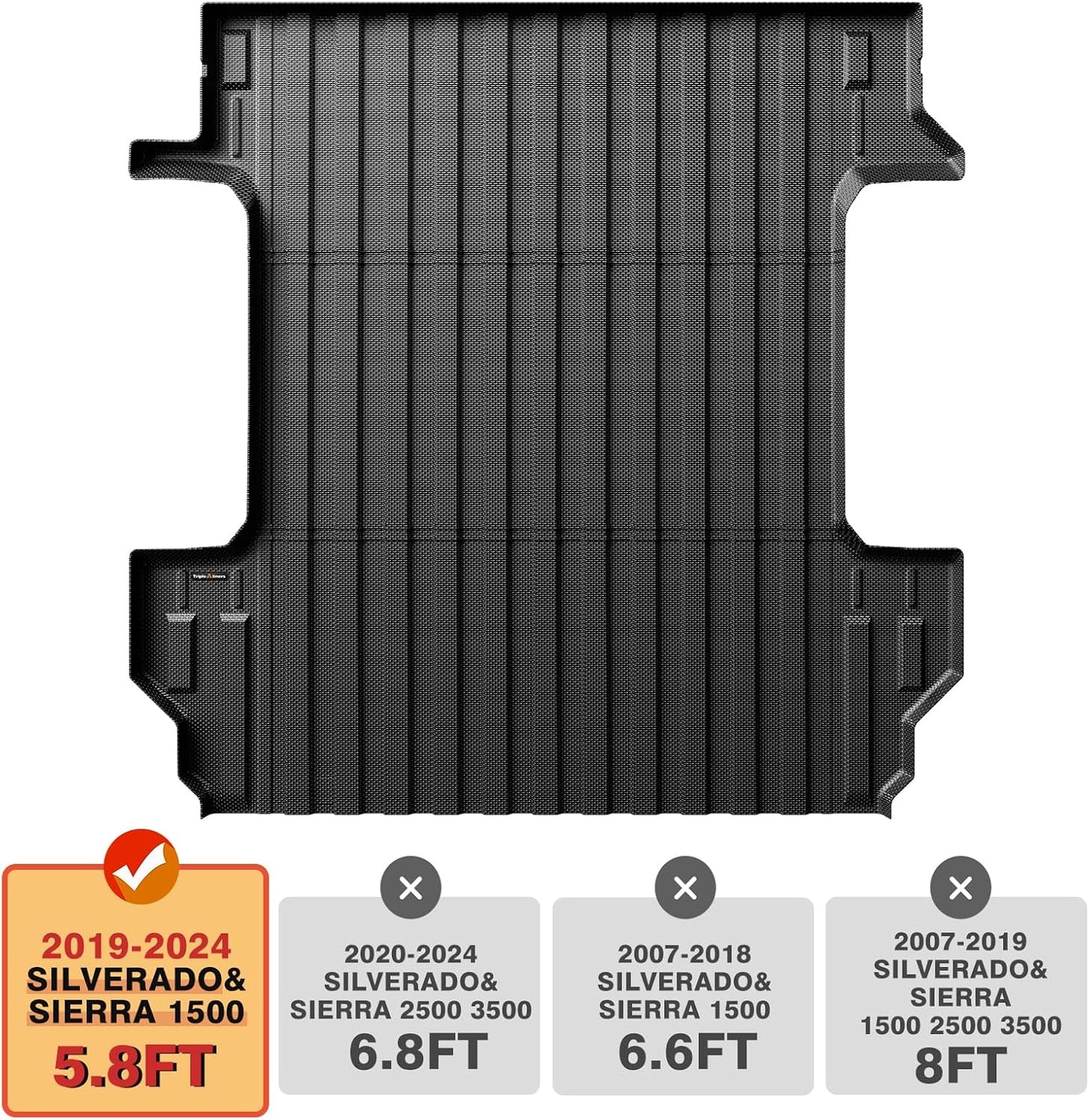 Trunk Bed Mat for Chevy Silverado/GMC Sierra 1500 2019-2025 5'8'' (69.9inch) Short Bed