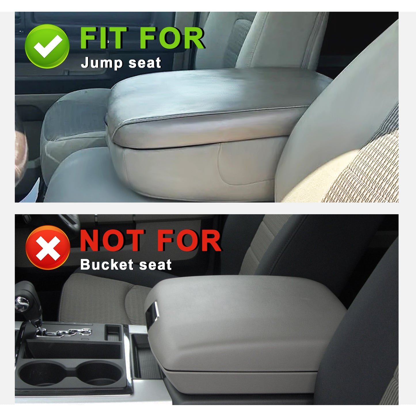 Center Console Armrest Cover Compatible with Dodge Ram1500/2500/3500 2002-2012 Comfort Armrest Pad Arm Rest Cushion Vegan Leather Protector Regular Thick(Jump Seat ONLY)